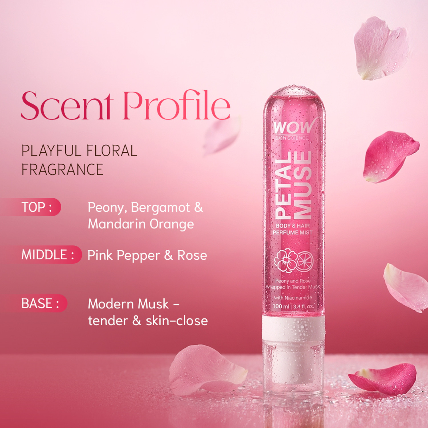 Image of WOW SKIN SCIENCE Petal Muse Hair & Body Perfume Mist Body Mist - For Men & Women (100 ml)