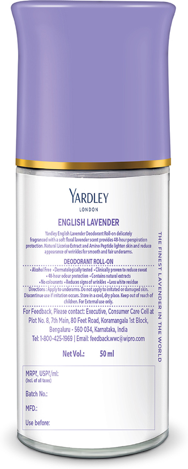 Image of Yardley London by Wipro English Lavender Anti-Perspirant with 48-Hour Active Sweat Protection Deodorant Roll-on - For Women