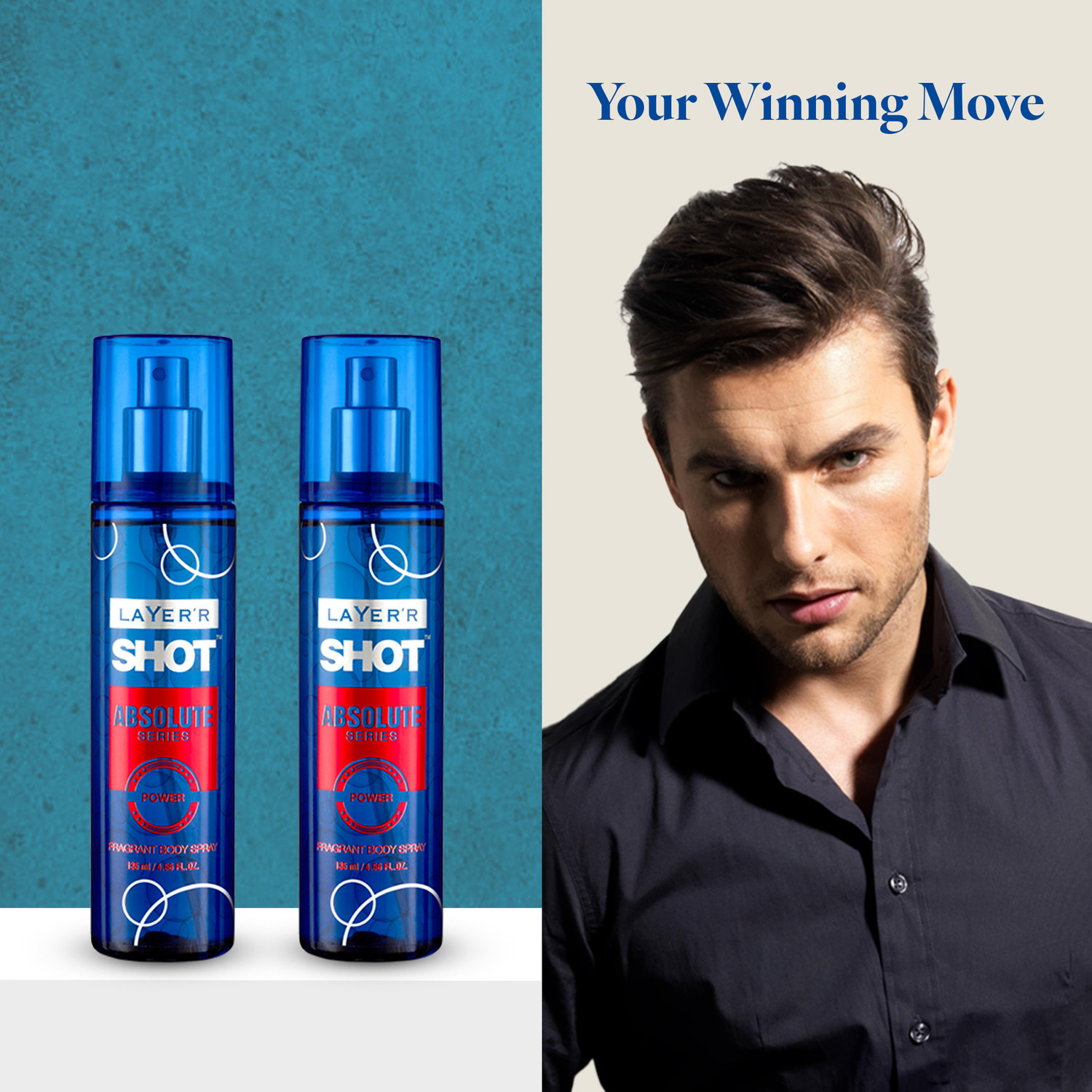 Image of LAYER'R Shot Absolute Series POWER Long Lasting Fragrance Body Spray - For Men