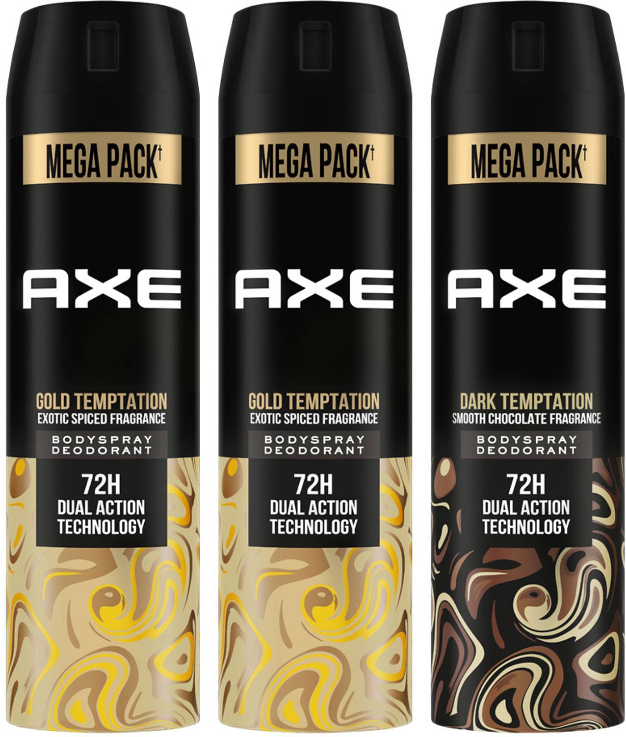 AXE Gold and Dark Temptation Deodorant Spray  -  For Men (645 ml, Pack of 3) deal from flipkart