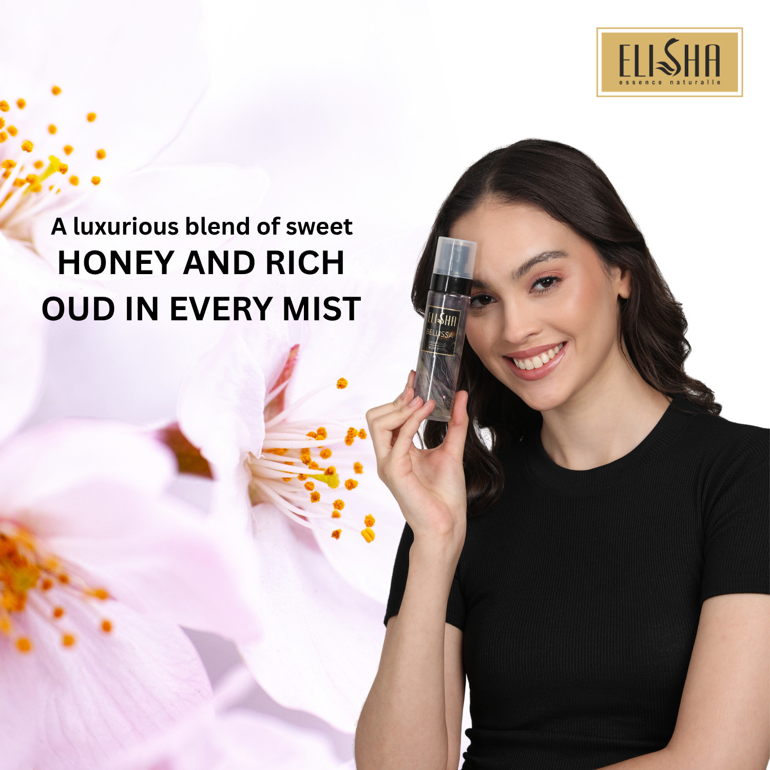 Image of ELISHA Bellissa Honey Oud Perfume - Luxury Floral & Woody Scent, Long-Lasting Body Mist - For Men & Women