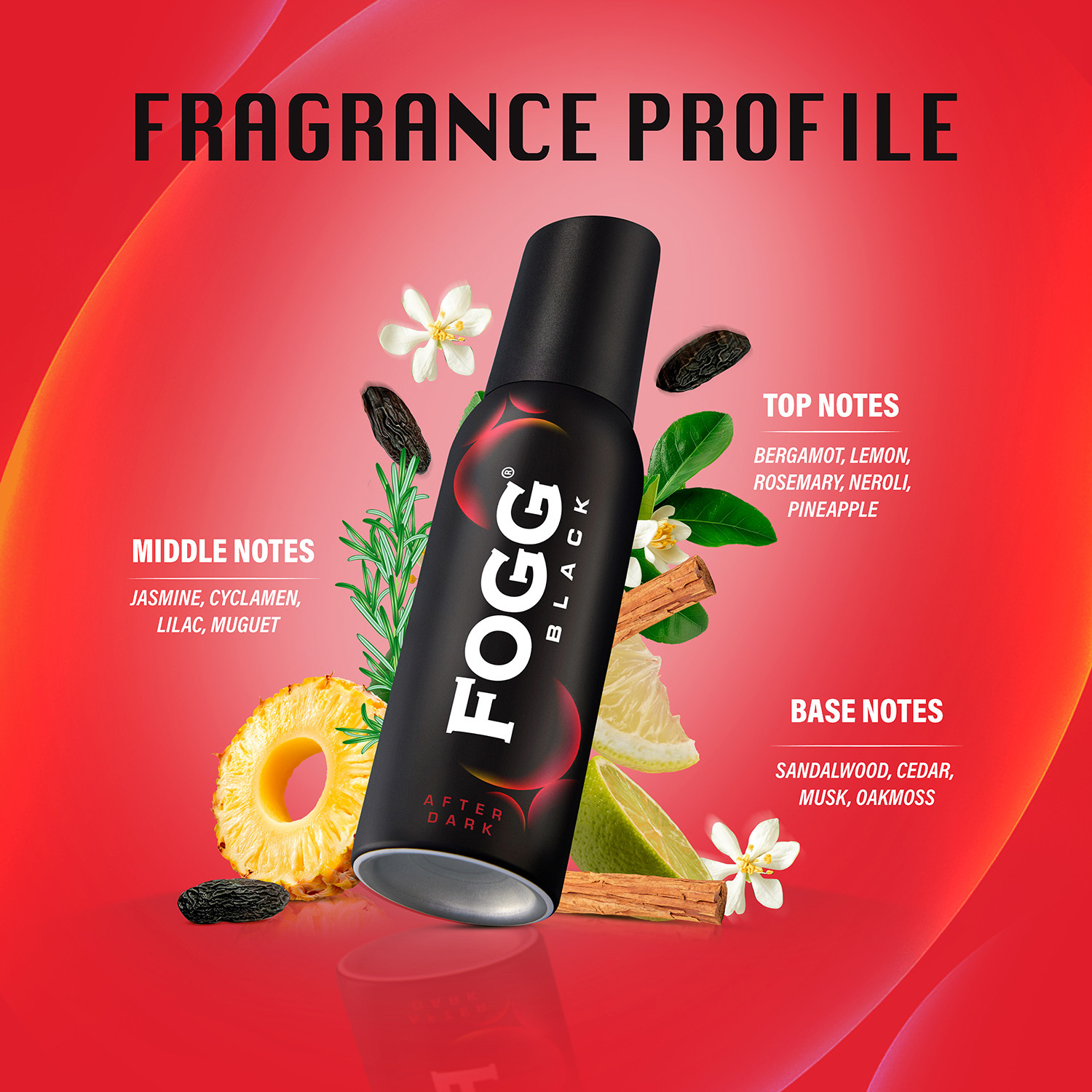 Image of FOGG Black After Dark With Long Lasting Deodorant Spray - For Men