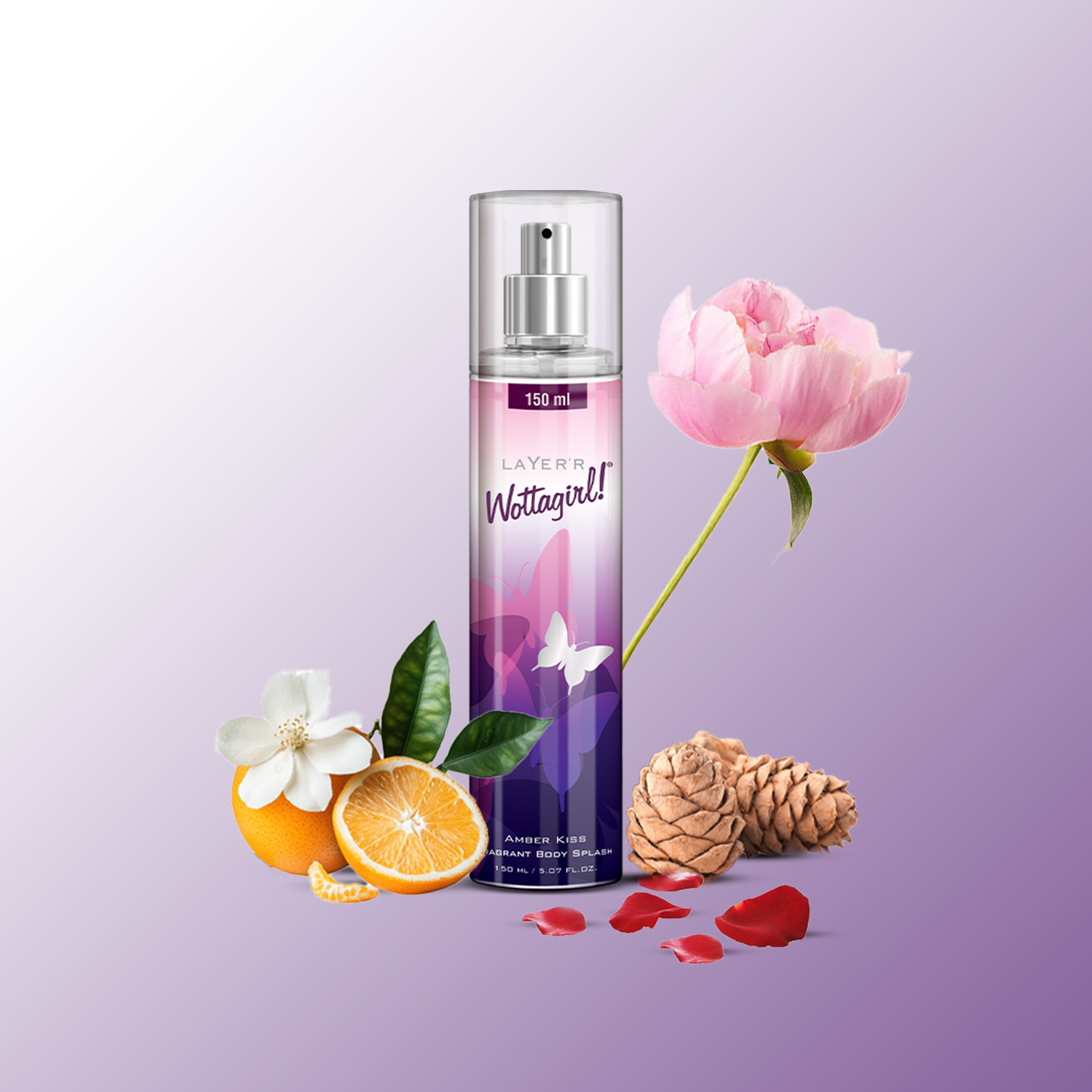 Image of LAYER'R Wottagirl AMBER KISS 150ml Body Spray - For Women
