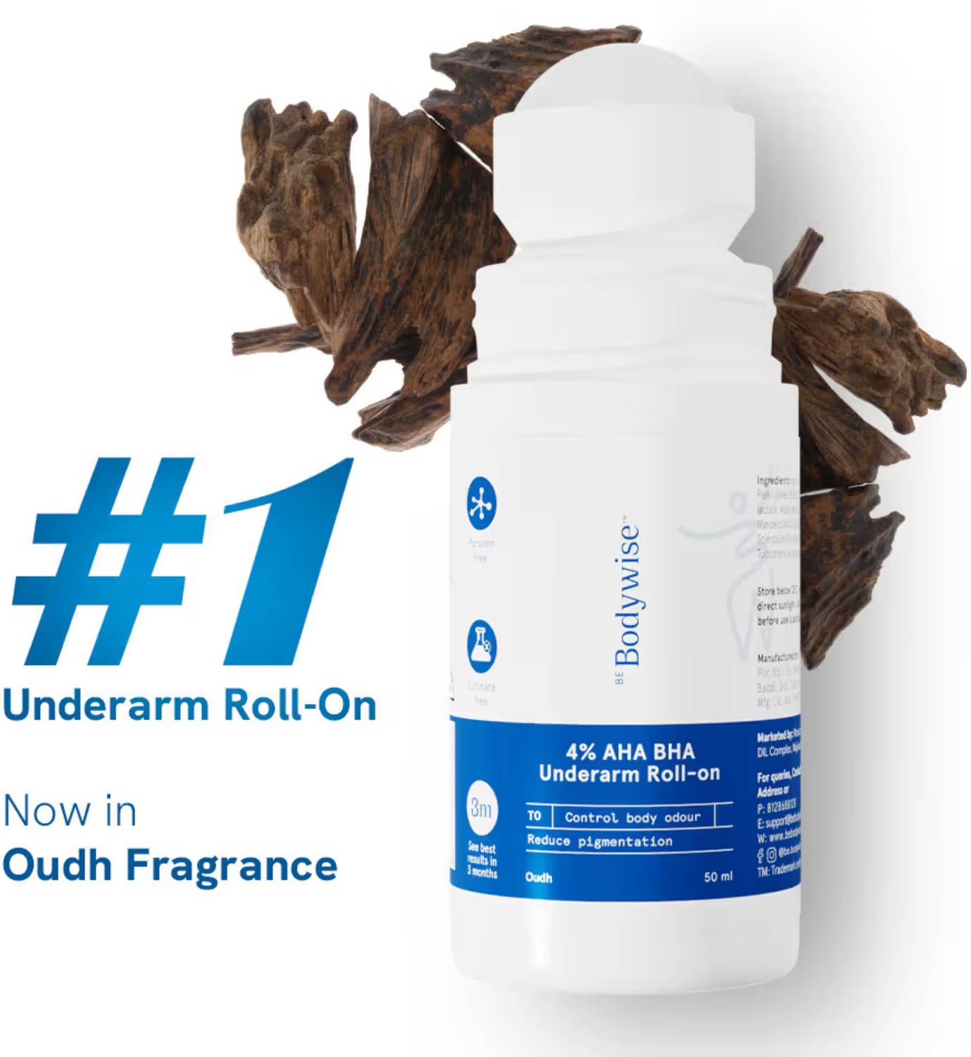 Be Bodywise 4% AHA BHA Underarm Roll-On Reduces Pigmentation &