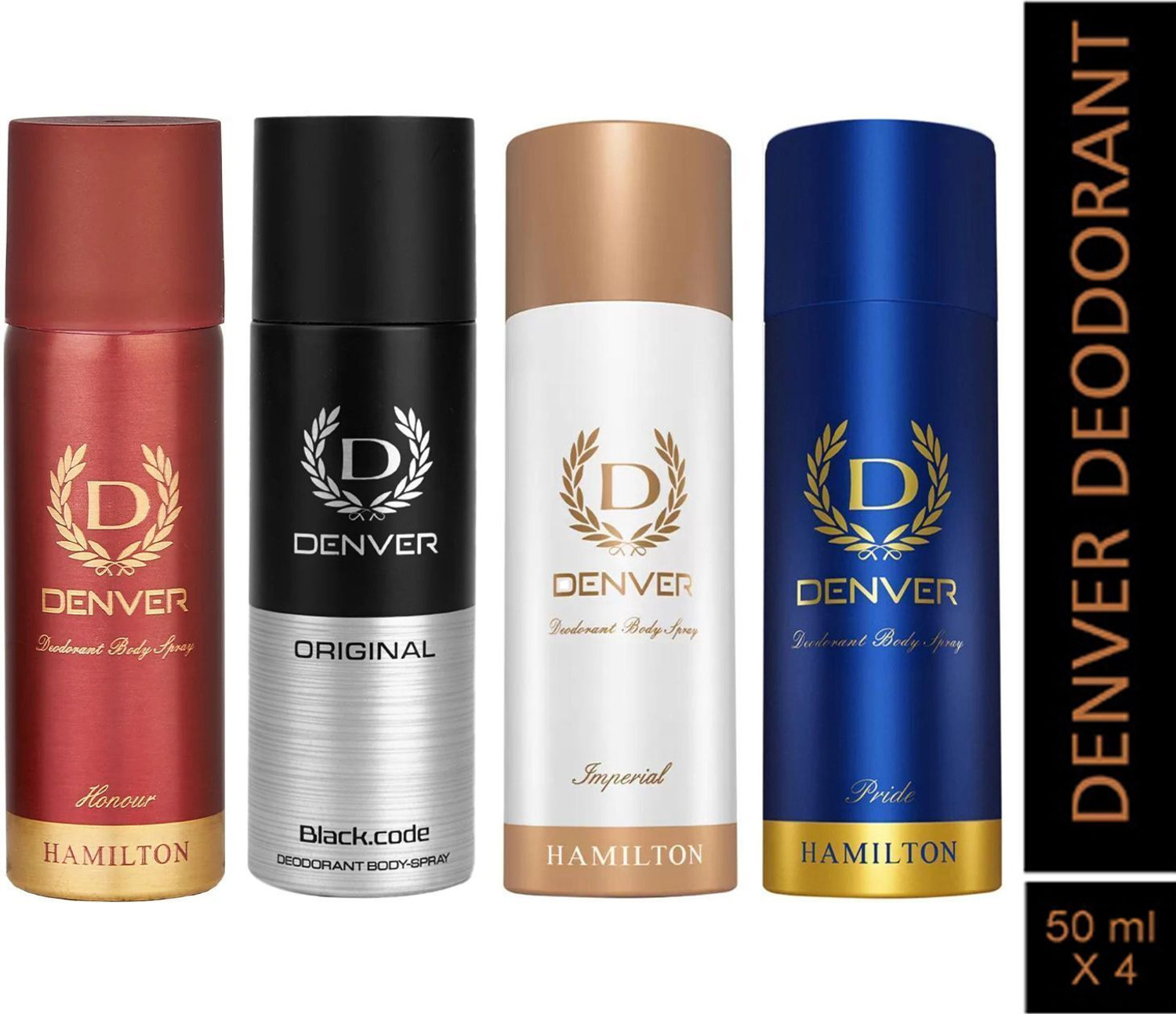 Image of DENVER HONOUR,BLACK CODE,IMPERIAL,PRIDE Smell Good. Feel Better Deodorant Spray - For Men