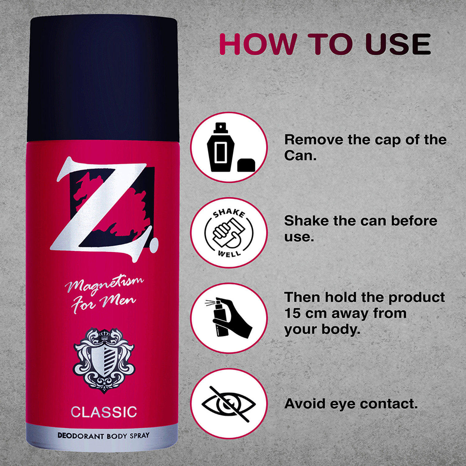 Image of Z - Magnetism for Men Classic Deo, Woody, Musky Fragrance Deodorant, Prevents Odor Deodorant Spray - For Men