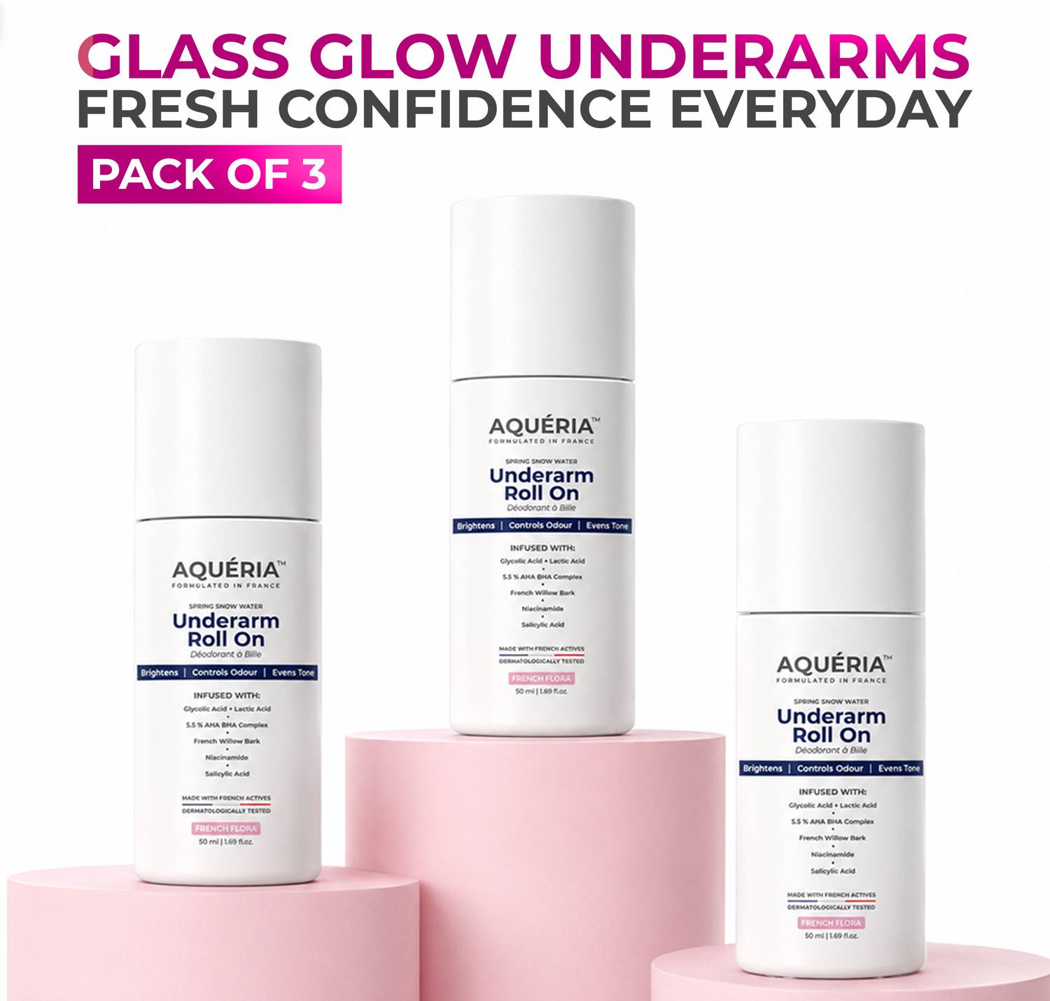 Aqueria Multi Active Underarm Roll On 5.5% AHA BHA, Niacinamide - Image 2