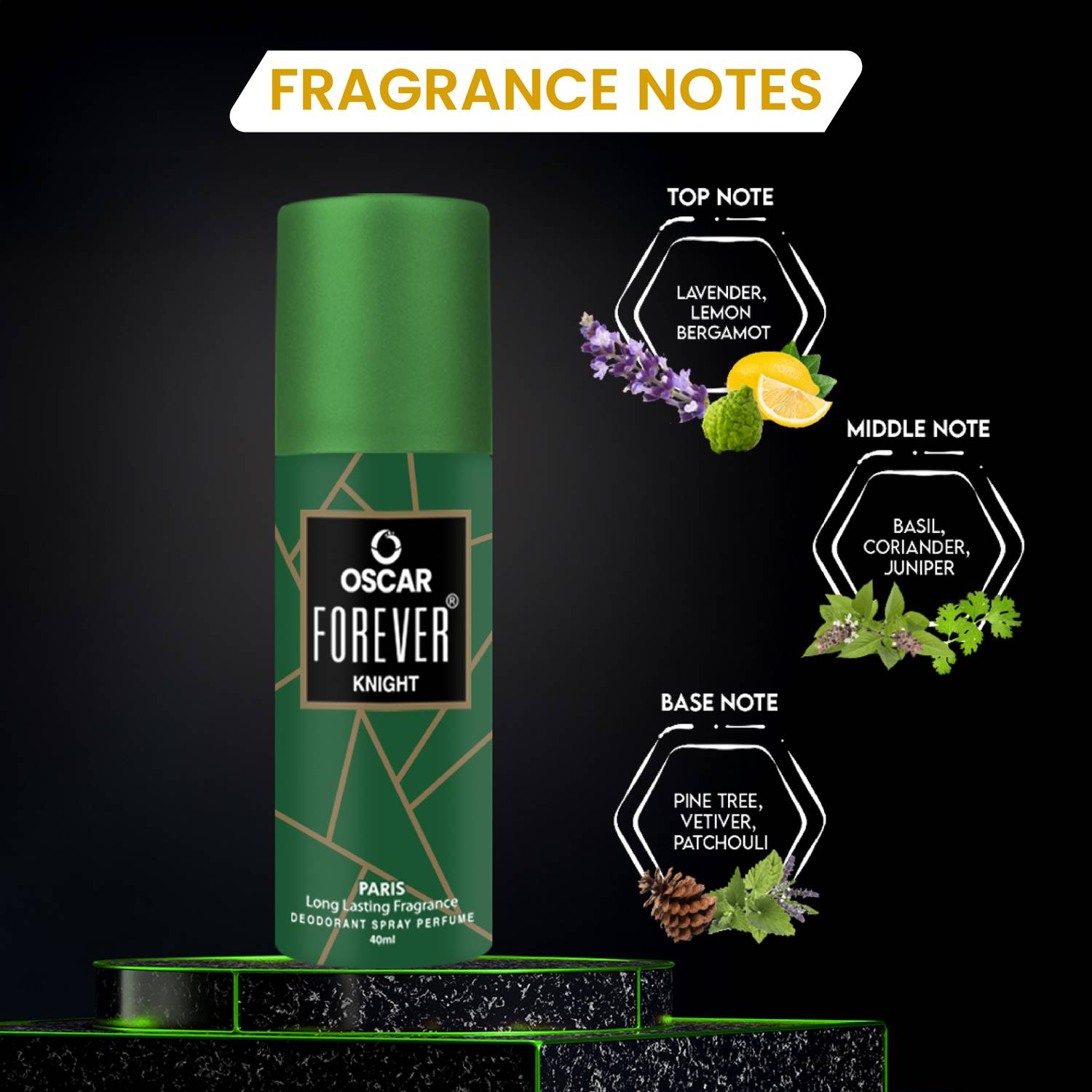 OSCAR Forever Paris Black & Night Deodorant Spray 40ml - Image 5