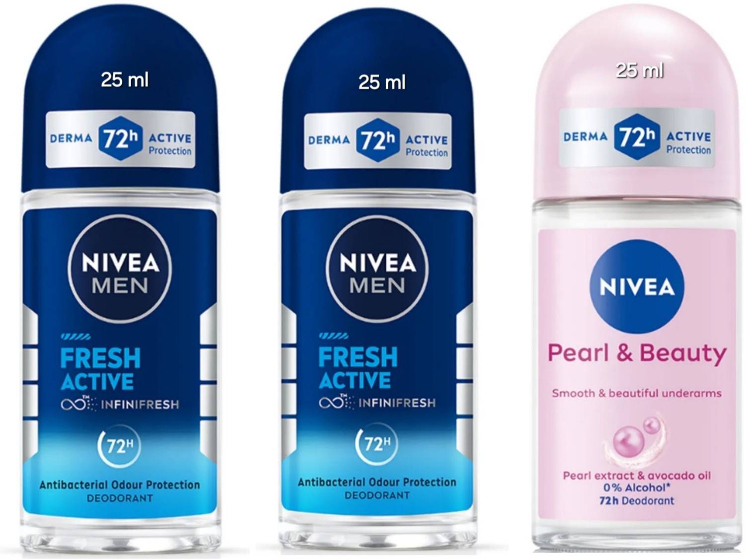 NIVEA Deo Roll-on 25 ml Pack of 3 Pack of 3 · 25 ml (75 ml total)