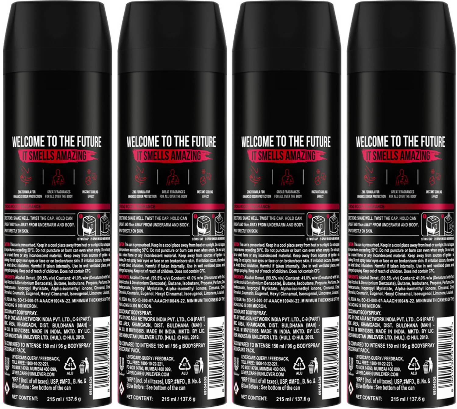 AXE Intense Body Spray - For Men Pack of 4 - Image 3