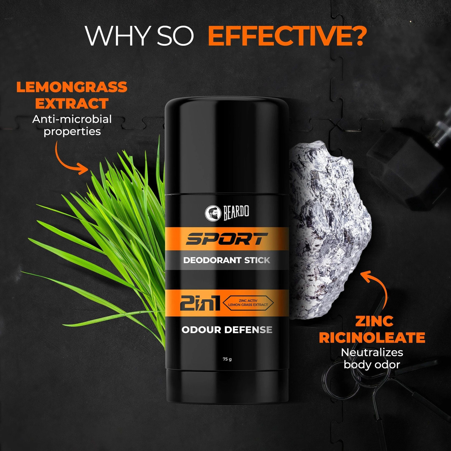 Image of BEARDO Sport Deodorant Stick | | Long Lasting Freshness | Odour Defense Zinc Activ Deodorant Roll-on - For Men