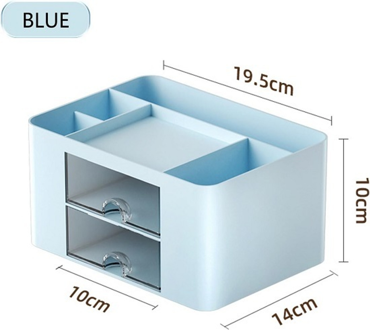 Image of Shivaly 5 Compartments Plastic Desk Organizer With Drawer Desktop Office Stationery Storage Box