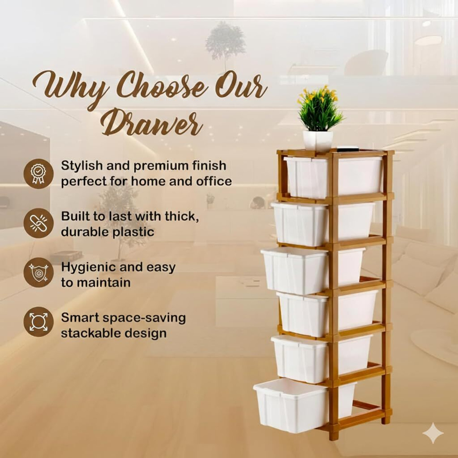 Image of TOOBIL Plastic Free Standing Chest of Drawers