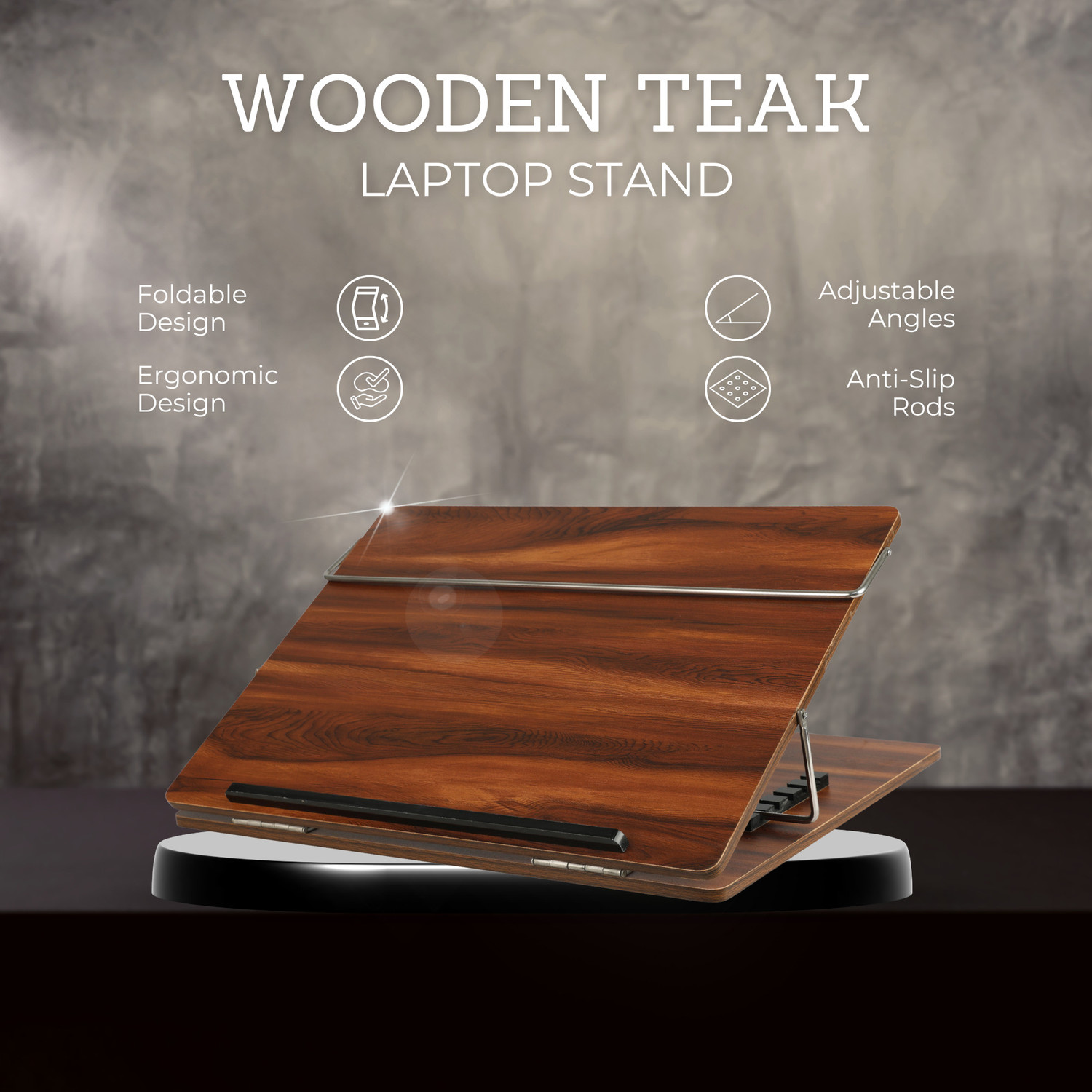 Image of Novelty Store 1 Compartments Wooden, MDF Laptop Stand, Table Top (Teak) 12x16