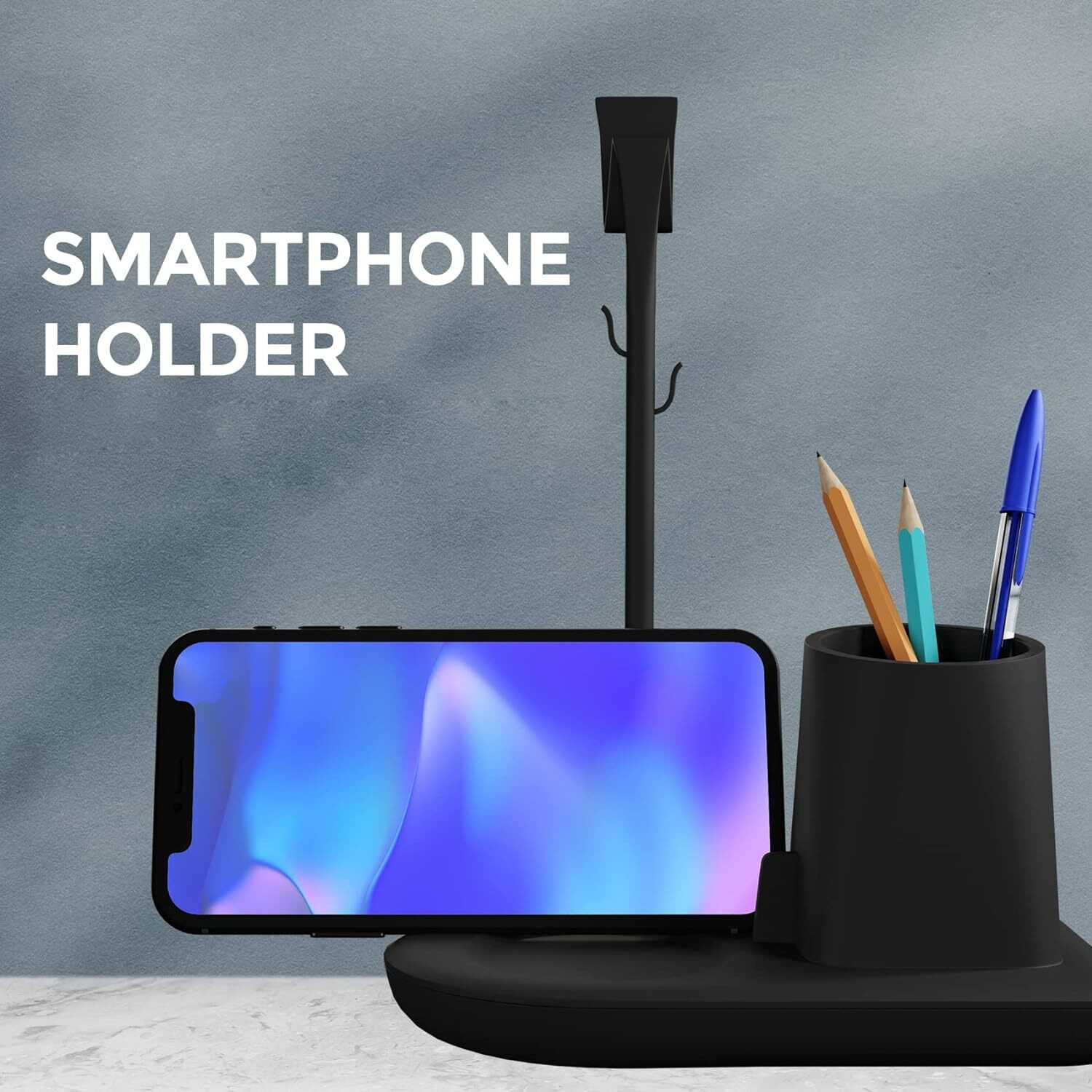Image of everyday organisers 1 Compartments ABS Pen Stand For Study Table with Self Watering Plant Pot & Smartphone Holder
