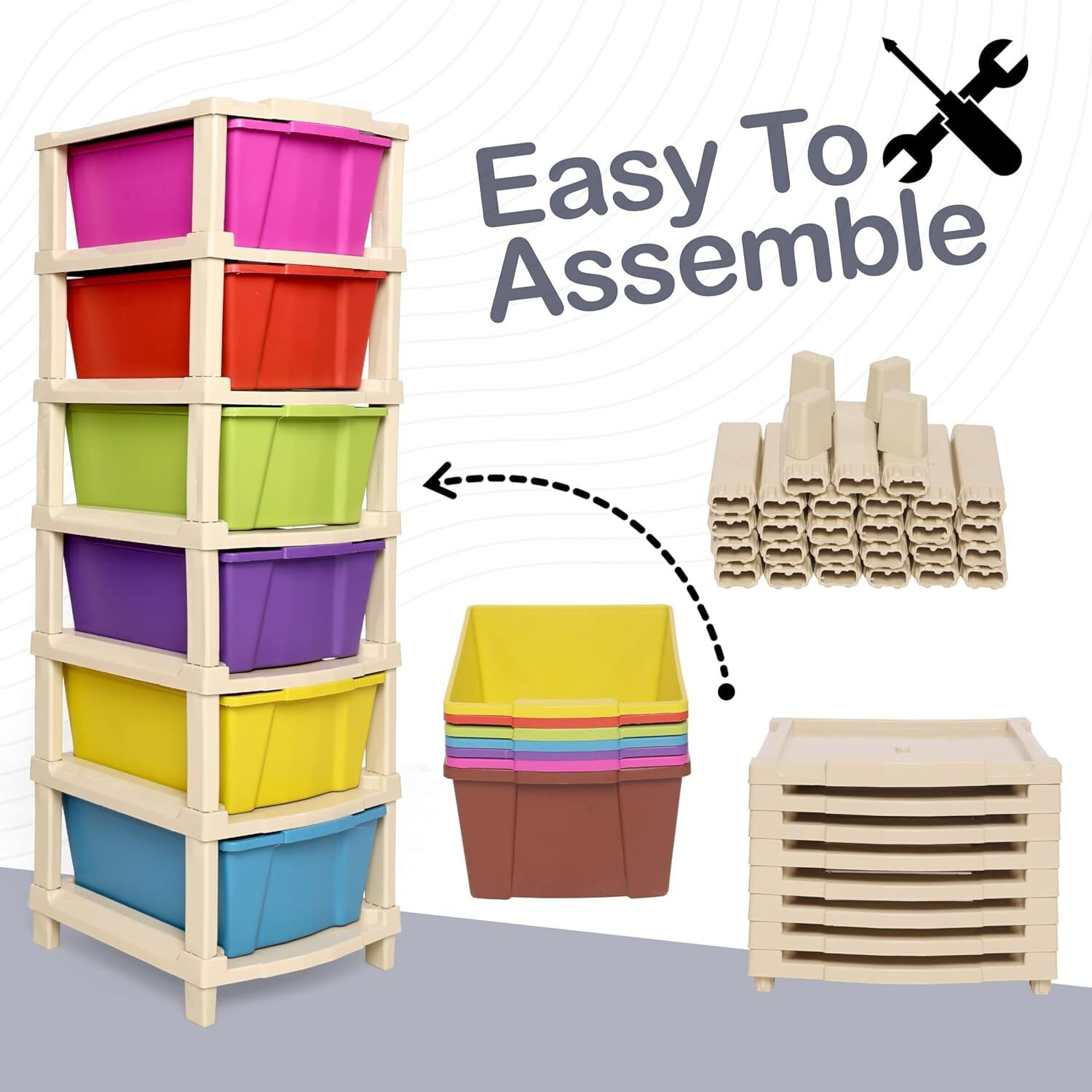 Image of UKRAINEZ 6 Compartments Plastic Modular Drawer