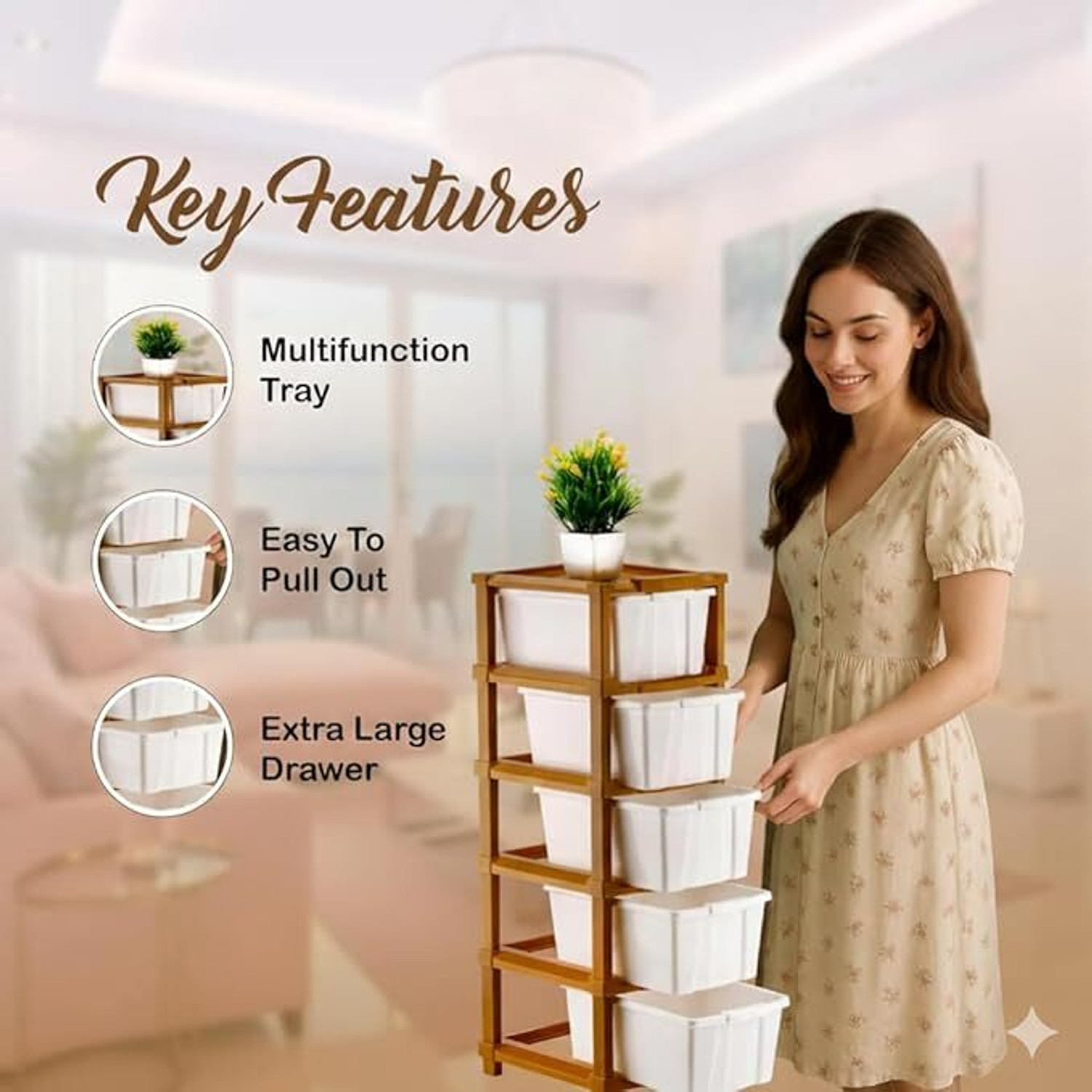 Image of TOOBIL 5 Compartments PLASTIC Chest of Drawers