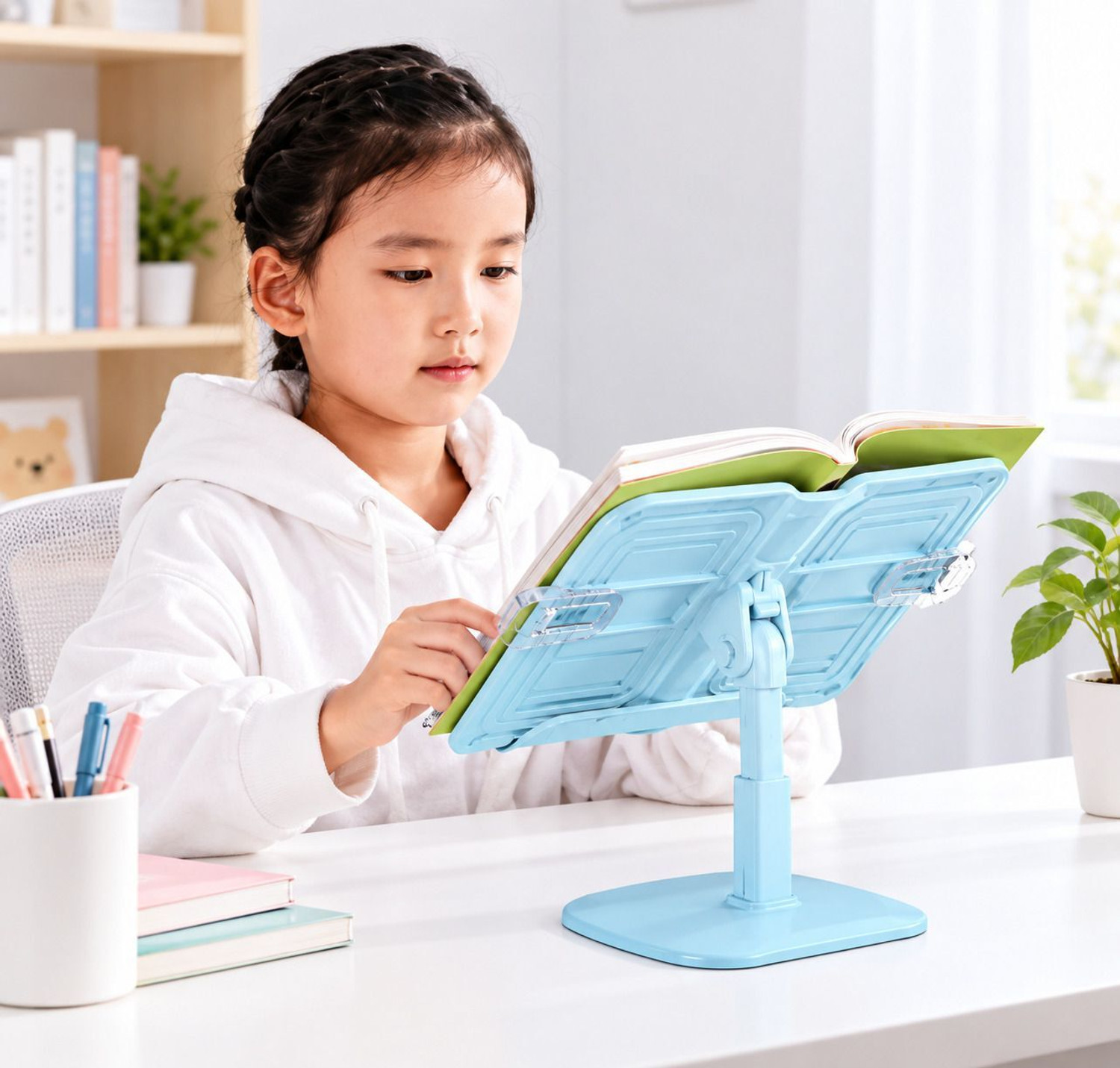 Image of JUPREV 0 Compartments Plastic Book Stand (Blue)