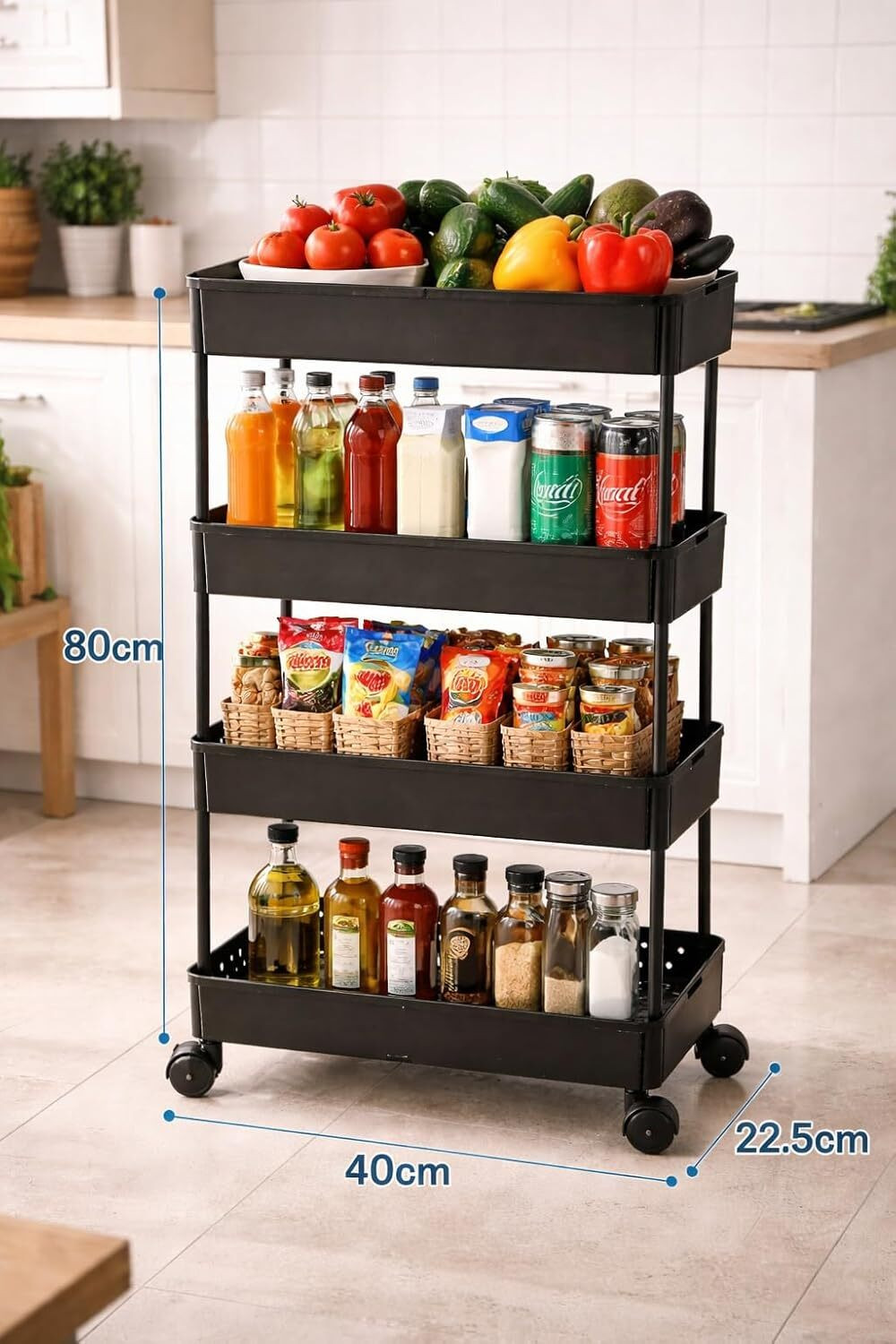Image of FlatKitch 4 Compartments Plastic Multi-Purpose Storage Rack