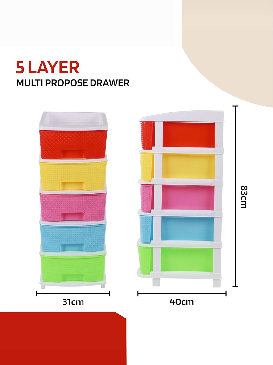 Flipkart.com | KUBER INDUSTRIES 5 Compartments Plastic Modular 5