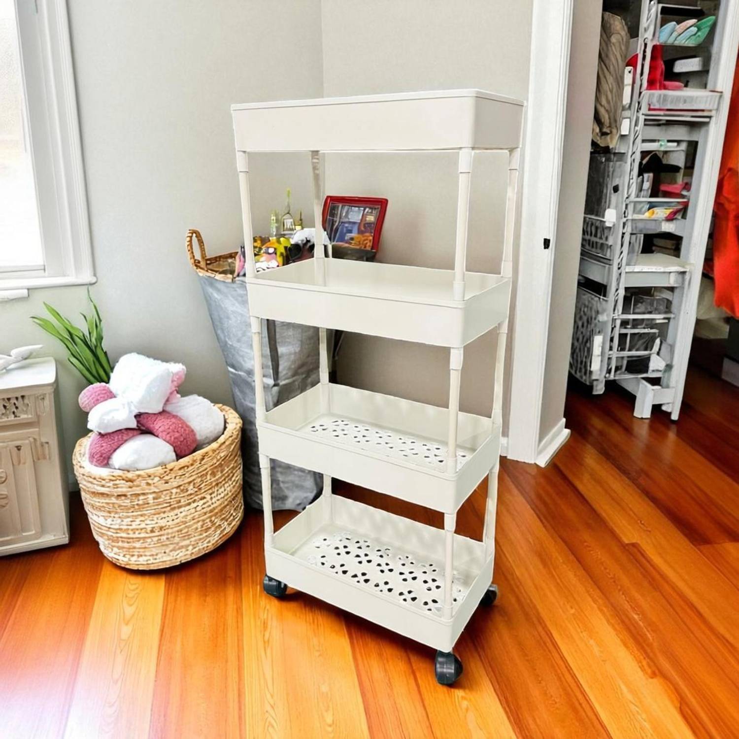 MGKENTERPRISE 4 Compartments plastic Kitchen Storage Trolley