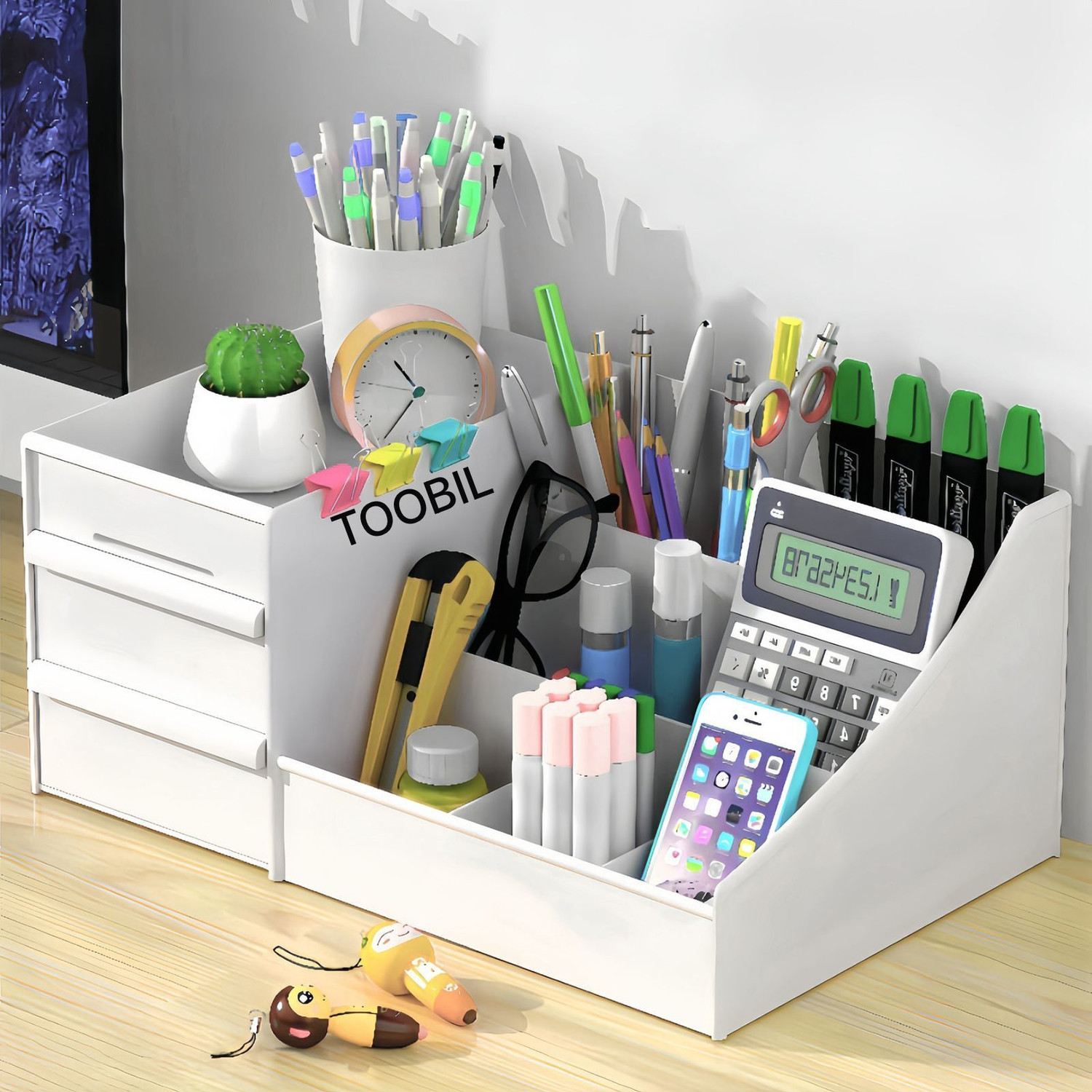 Image of TOOBIL 7 Compartments plastic Desk Organizer Box Drawers Storage Plastic Stationary Box & Accessories