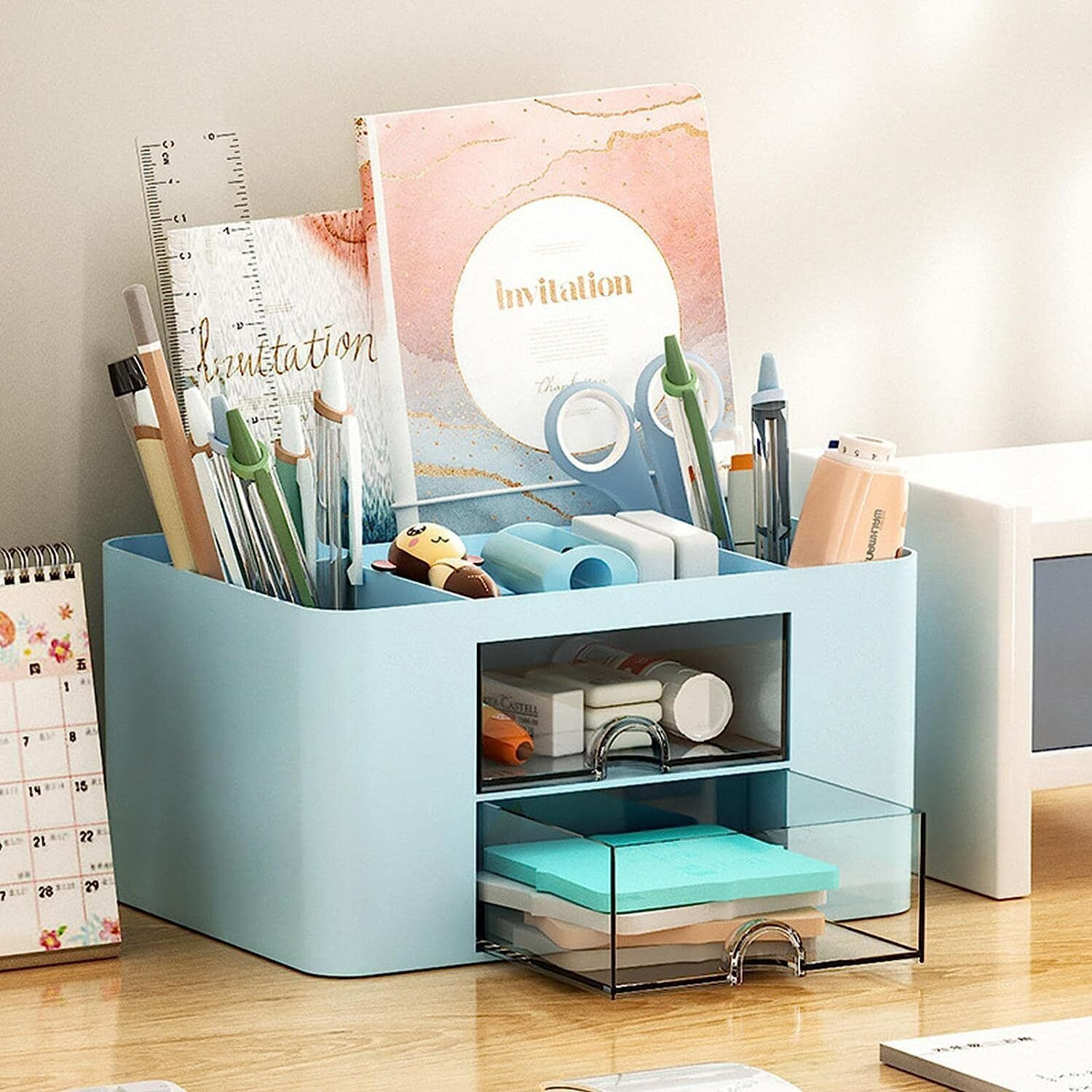 Image of SHIVALAY 6 Compartments Plastic stationary organizer