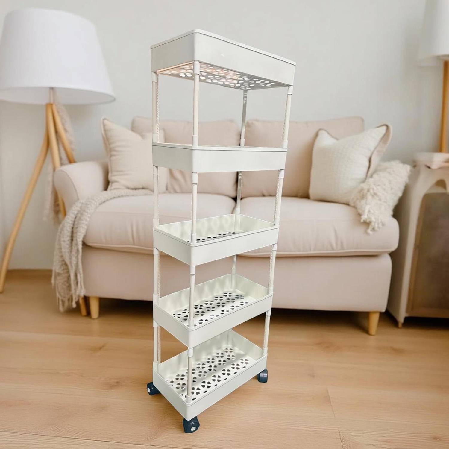 MGKENTERPRISE 5 Compartments plastic Storage Trolly