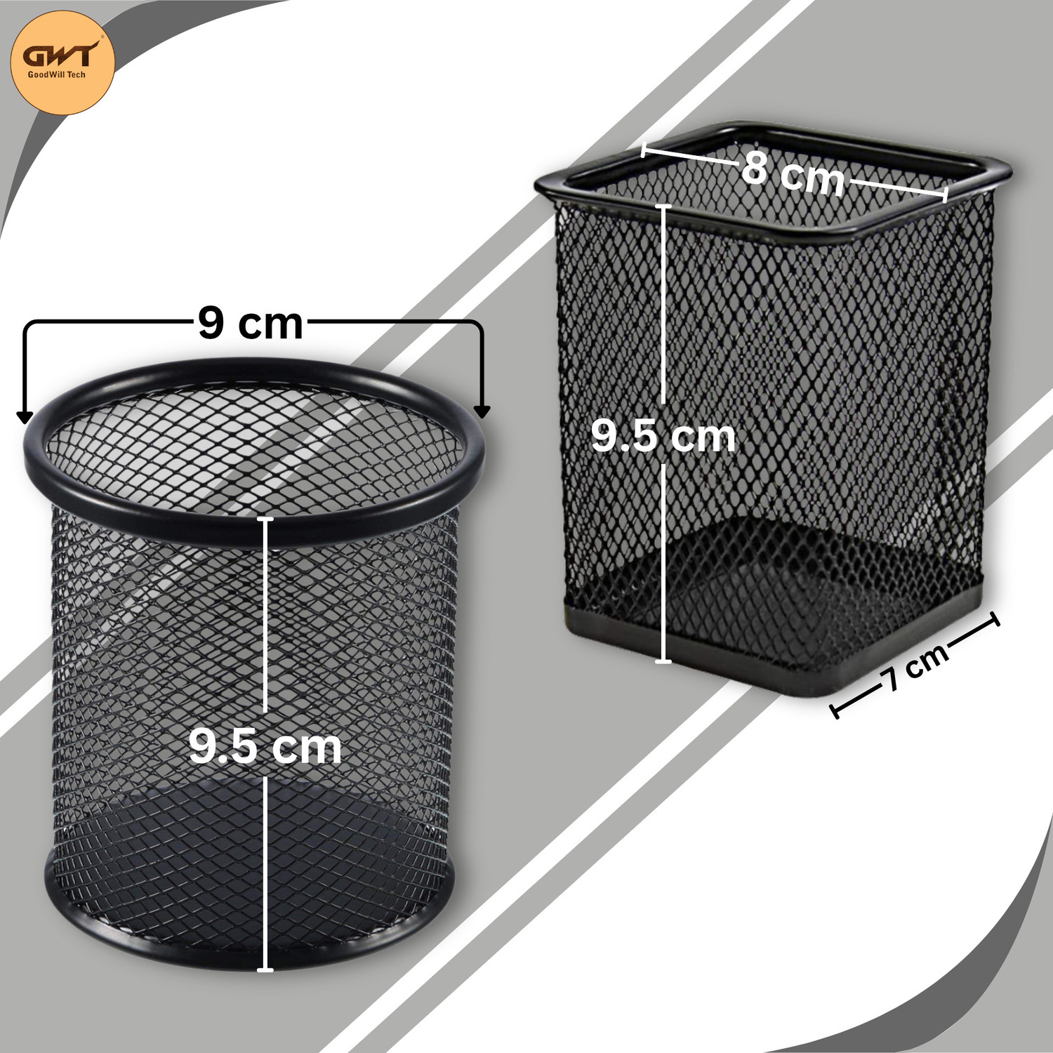 Image of glanz 2 Compartments Metal Metal Pen Holder, Pencil Holder, Pen Stand, Pencil Cup Holder Study Table Desk Pen Organizer For Home Office Supplies Mesh Pen Holder