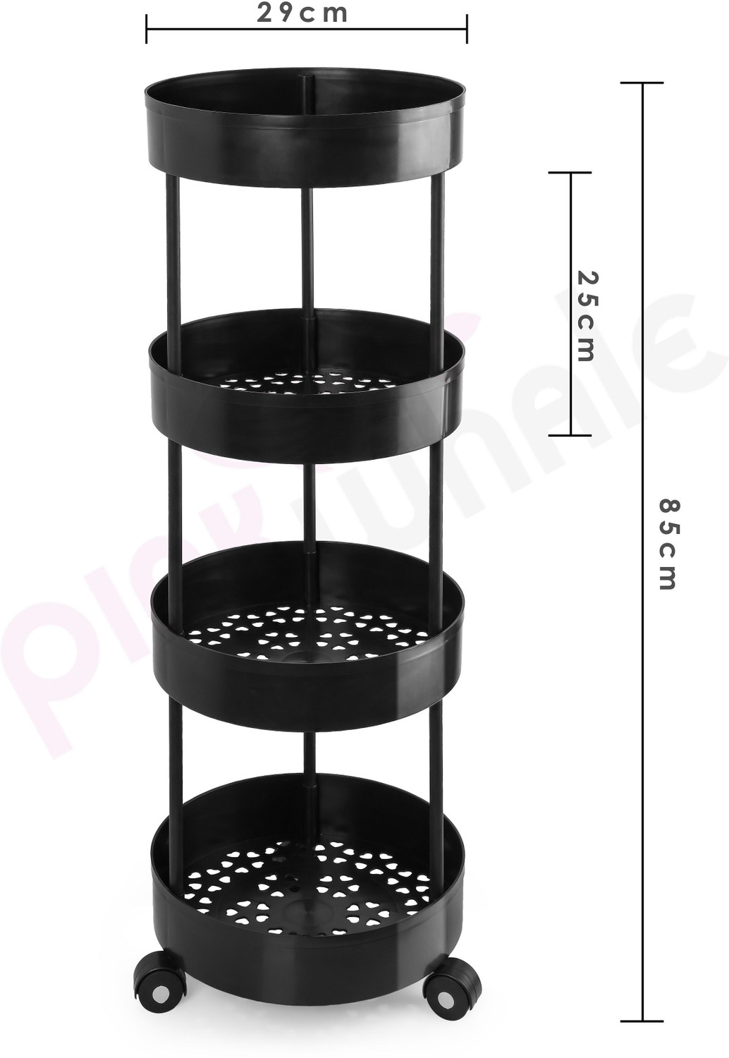 Image of Pinkwhale 4 Compartments Plastic Round Shape Storage Trolly Platsic