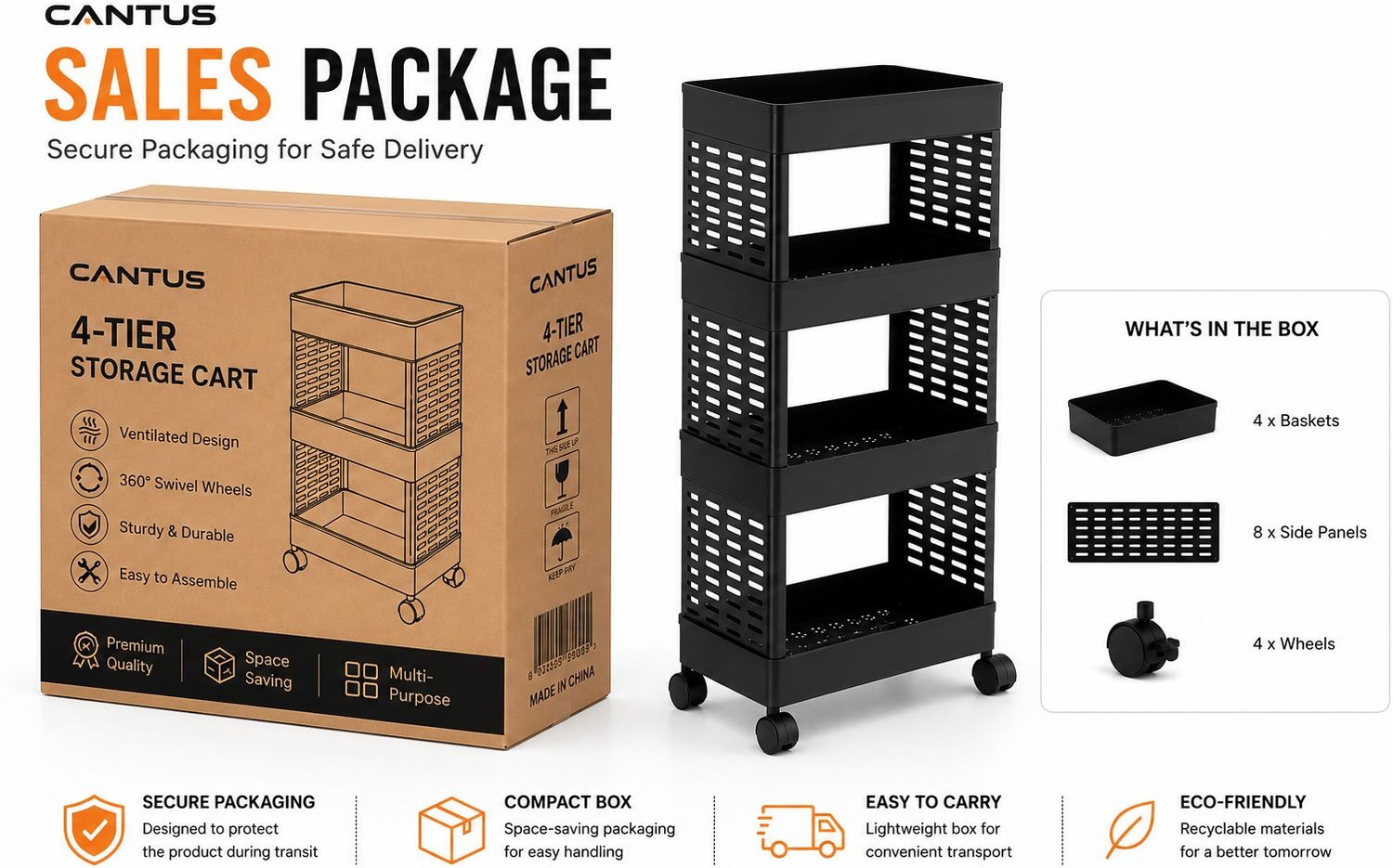Image of Cantus 4 Compartments Plastic Trolly Rack