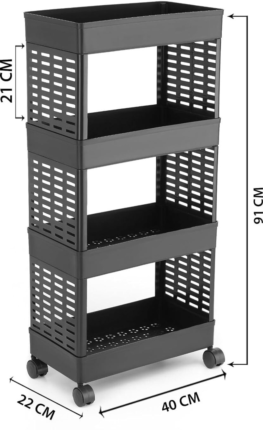 Image of Zester 4 Layer-Tier Plastic Modular Fruits & Vegetable Potato Trolley Plastic Crockery Cabinet