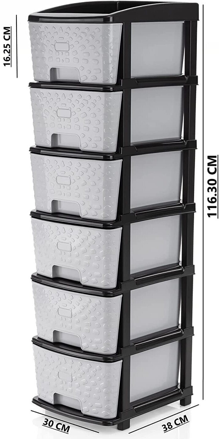 Image of J K INTERNATIONAL 6 Compartments Plastic Drawers Storage Organizer For Home, Office