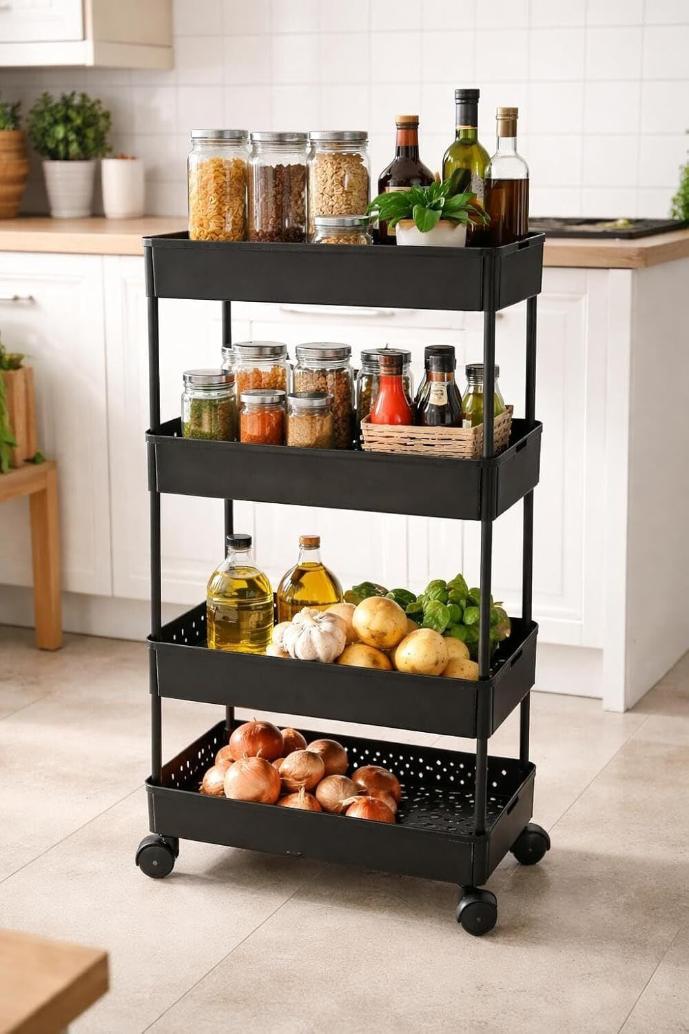 Image of FlatKitch 4 Compartments Plastic Multi-Purpose Storage Rack