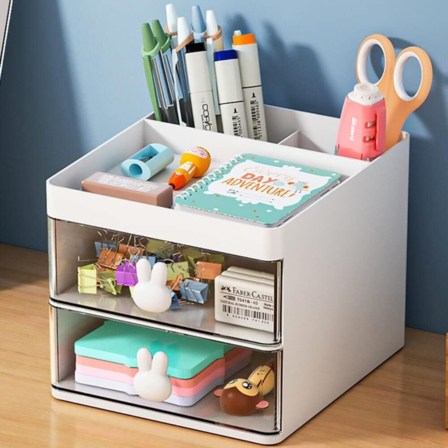Image of K.B.SALES 2 Compartments plastic 2-drawer desktop organizer