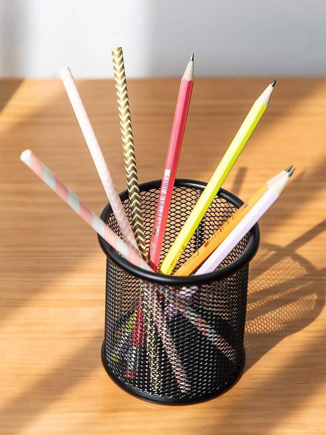 ART RANGER 1 Compartments Metal, Pen Organizer for Desk,Stationary Storage Stand,Pen, Pencil Holder Black Round Mesh Pen Stand, Pencil Holder, Pen Cups