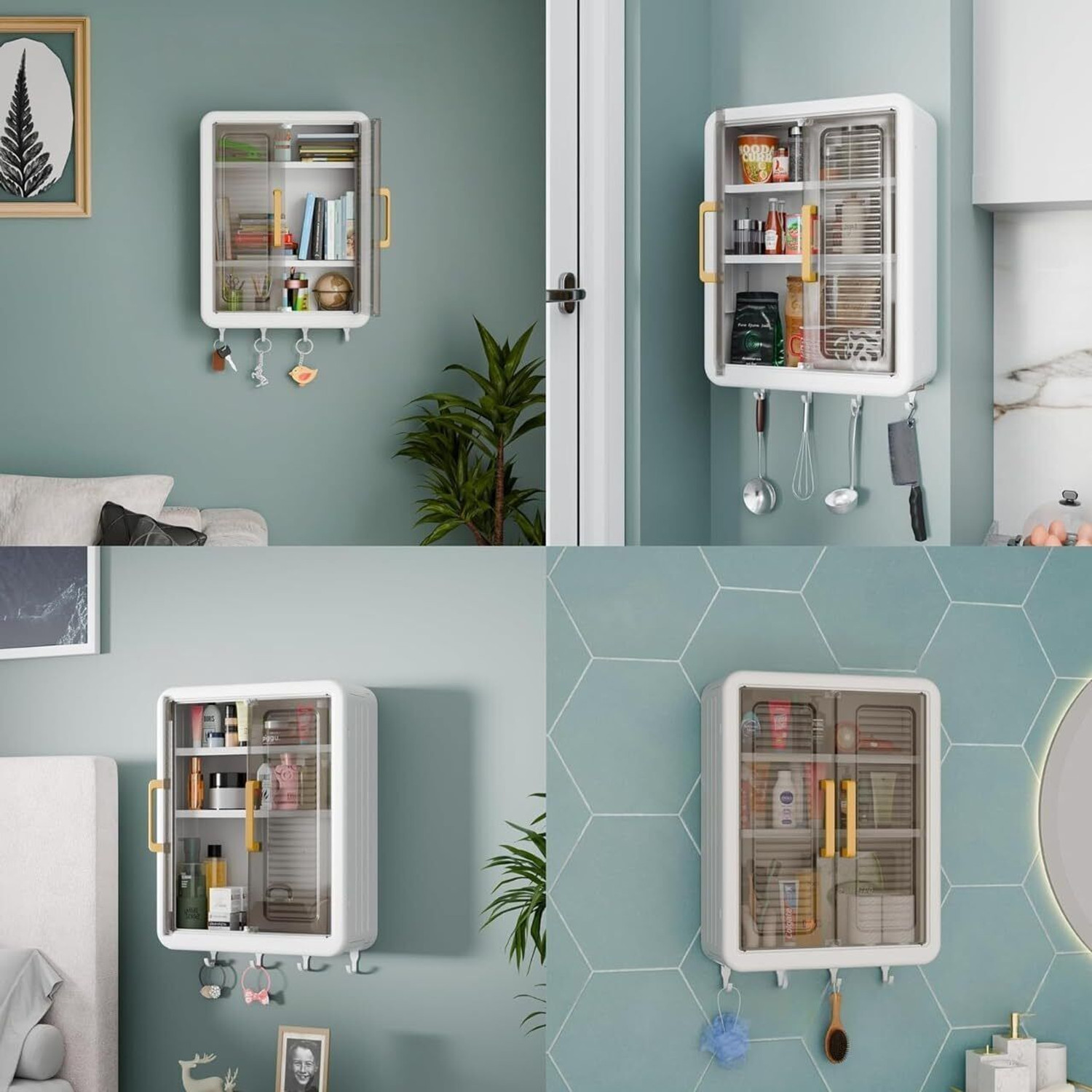 Image of Kovea Wall Mounted Storage Cabinet for Kitchen & Bathroom Regular Organizer Plastic Wall Shelf