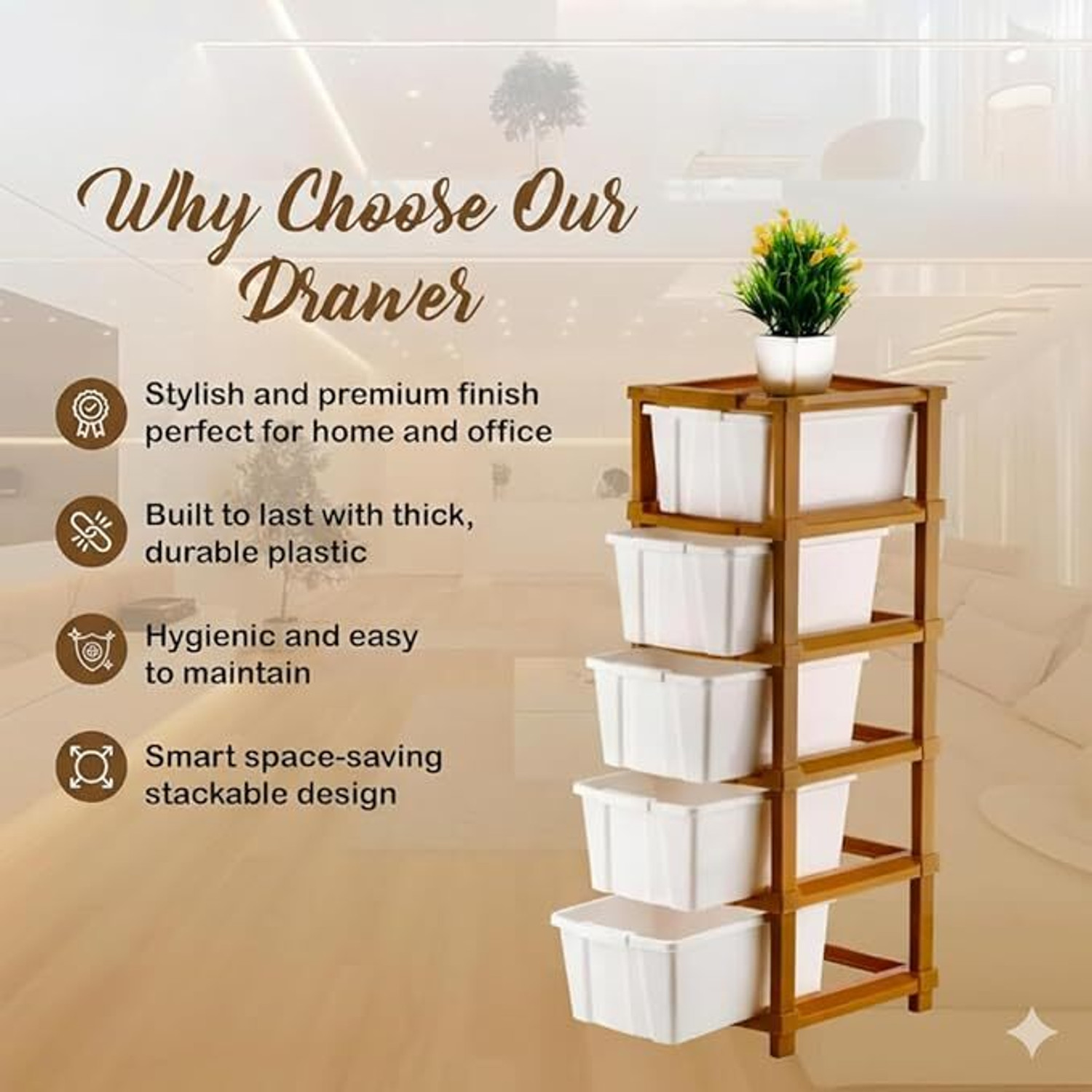 Image of TOOBIL 5 Compartments PLASTIC Chest of Drawers