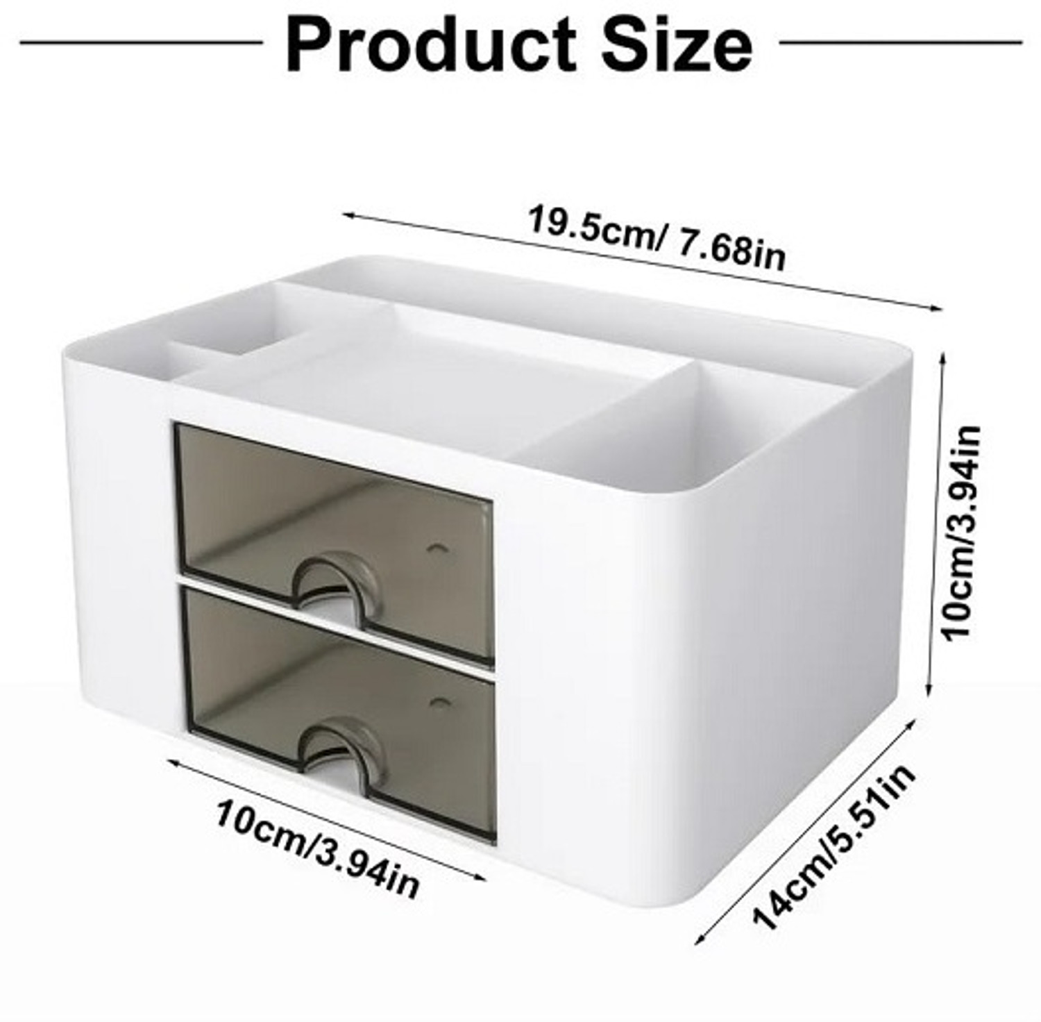 Image of SHIVALAY 5 Compartments Plastic Desk Organizer With Drawer Desktop Office Stationery Storage Box