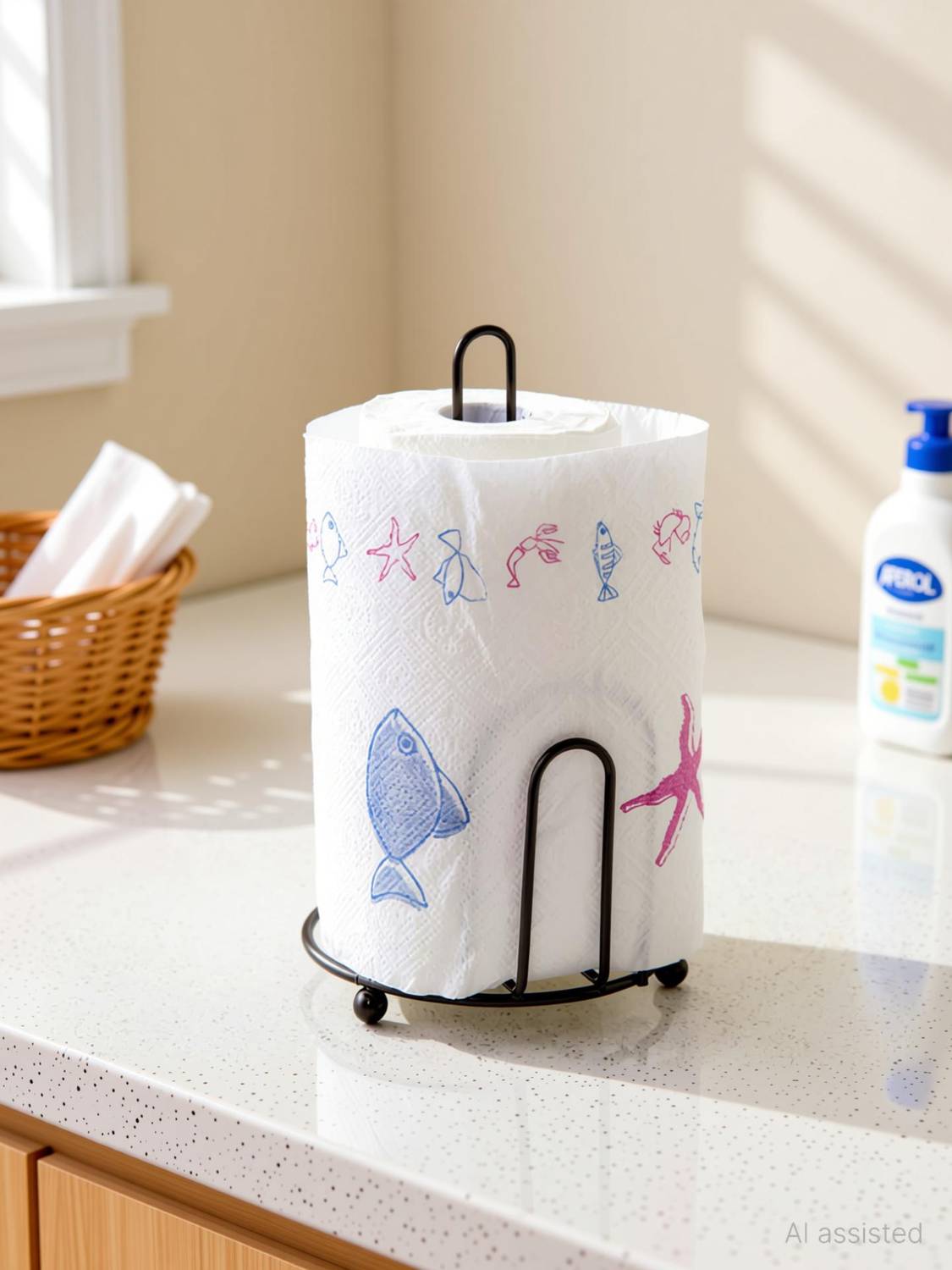 APEROL DESIGN Durable Kitchen Paper Towel Hold.er Stand with Premium Iron Build Iron Toilet Paper Holder