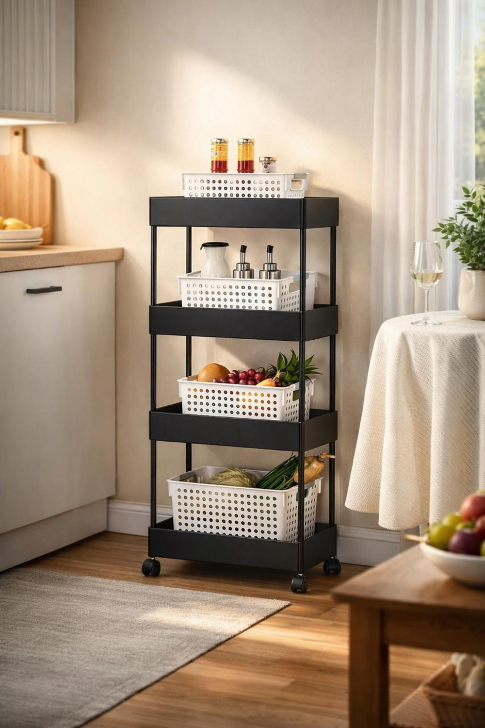 Image of Cantus 4 Compartments High Quality Plastic Portable Storage Trolly