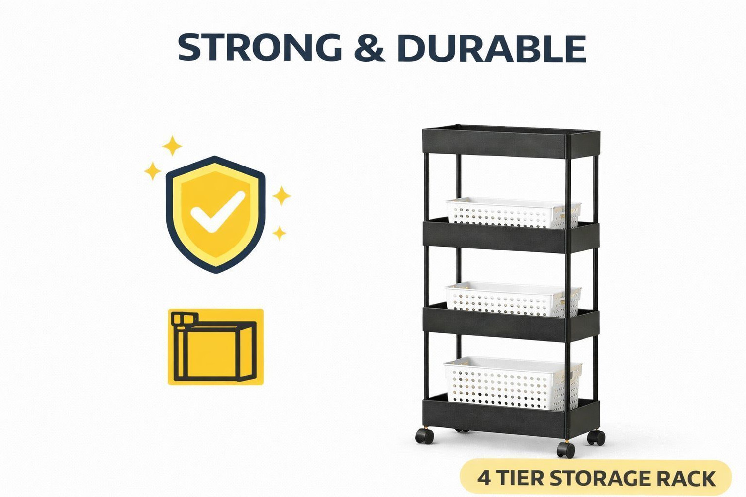 Image of Cantus 4 Compartments High Quality Plastic Portable Storage Trolly