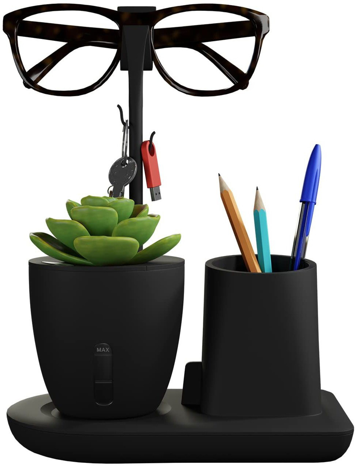 Image of everyday organisers 1 Compartments ABS Pen Stand For Study Table with Self Watering Plant Pot & Smartphone Holder
