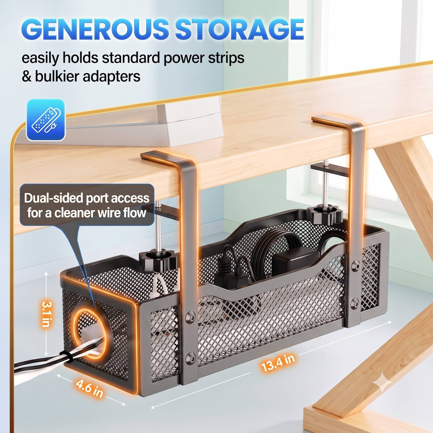 Baytwell 1 Compartment Metal Cable Management Tray - Image 2