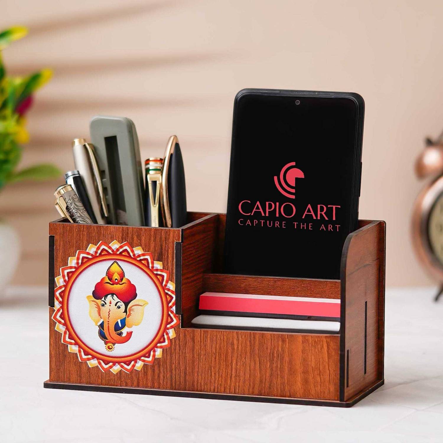 CAPIO ART 3 Compartments WOOD Pen Stand