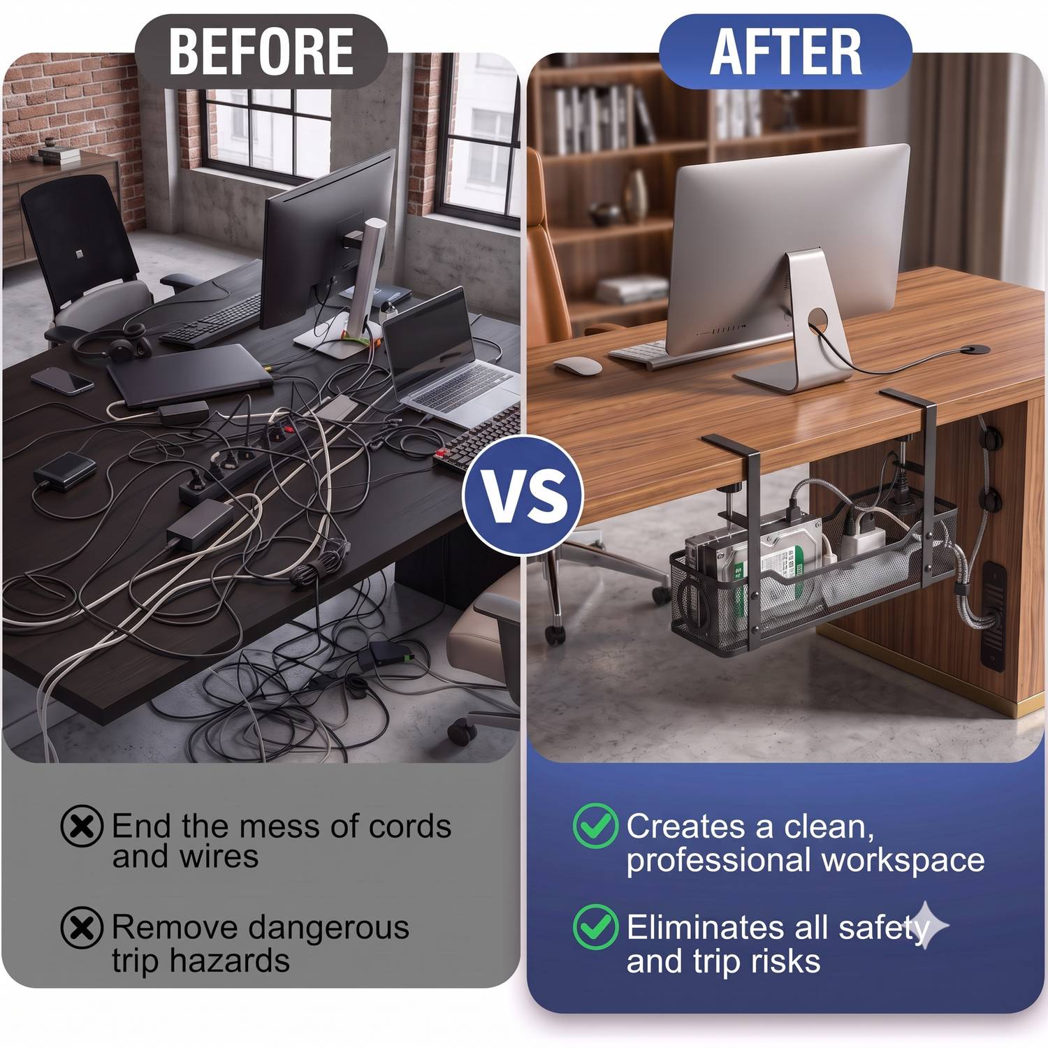 Baytwell 1 Compartment Metal Cable Management Tray - Image 5
