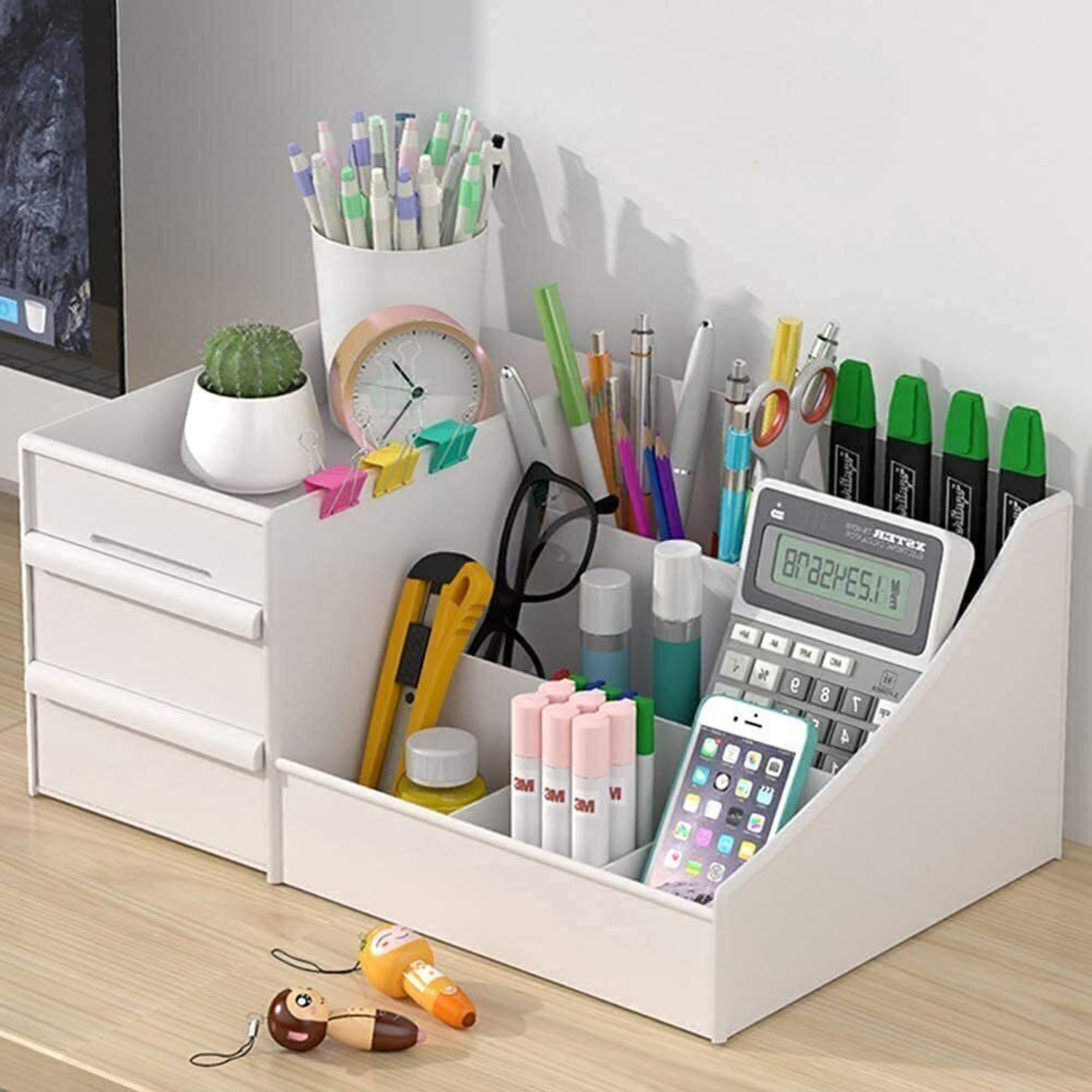 Image of AK10ZONE 7 Compartments Plastic Countertop Storage for Dressing Table & Stationery items