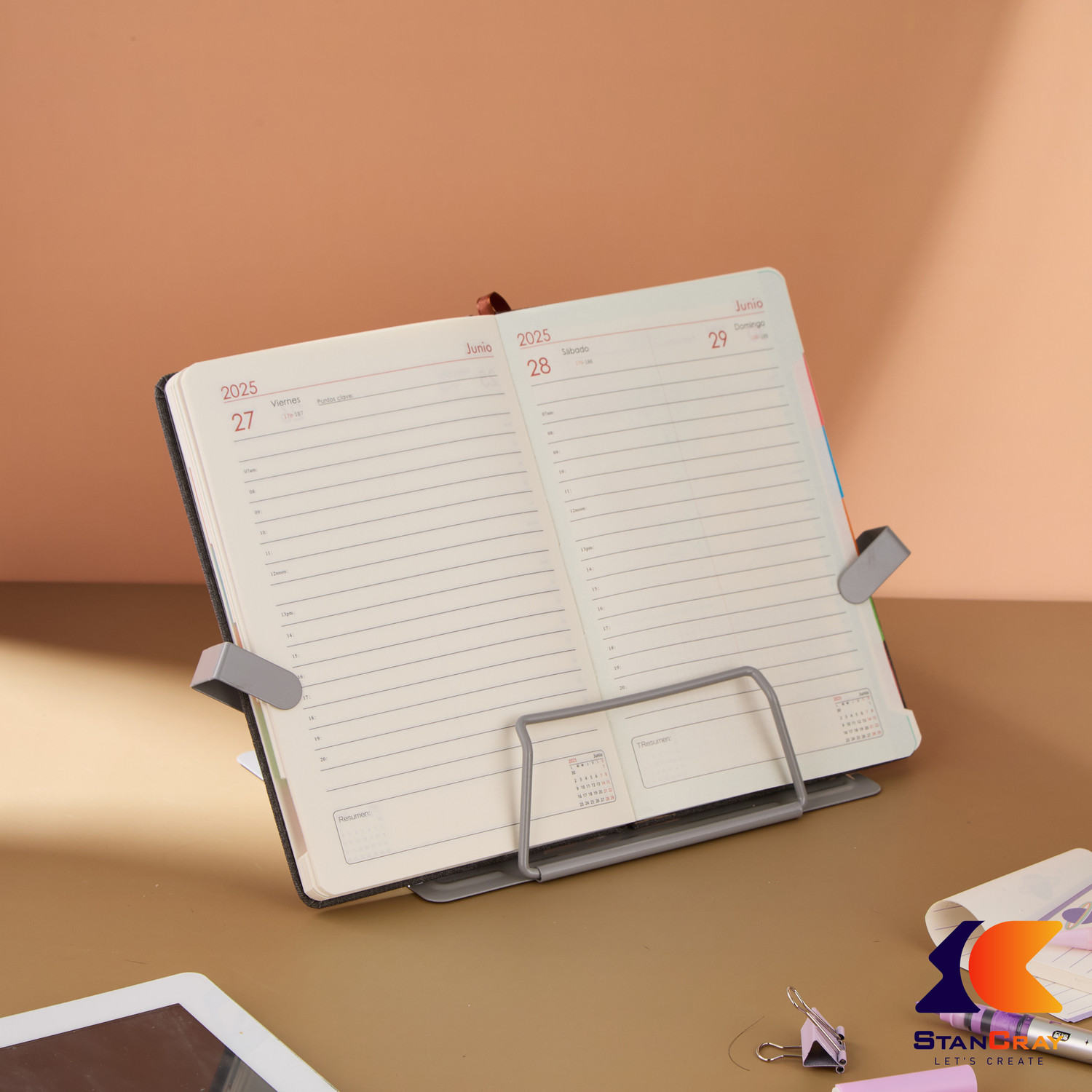 Image of STANCRAY Metal Book And IPad Holder Combines Functionality With Modern Design Sturdy Stan Metal Open Book Shelf