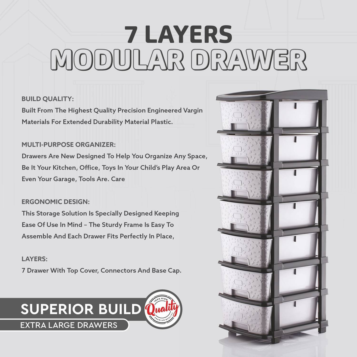 PALAK 7 Drawer Modular Storage System - Image 2