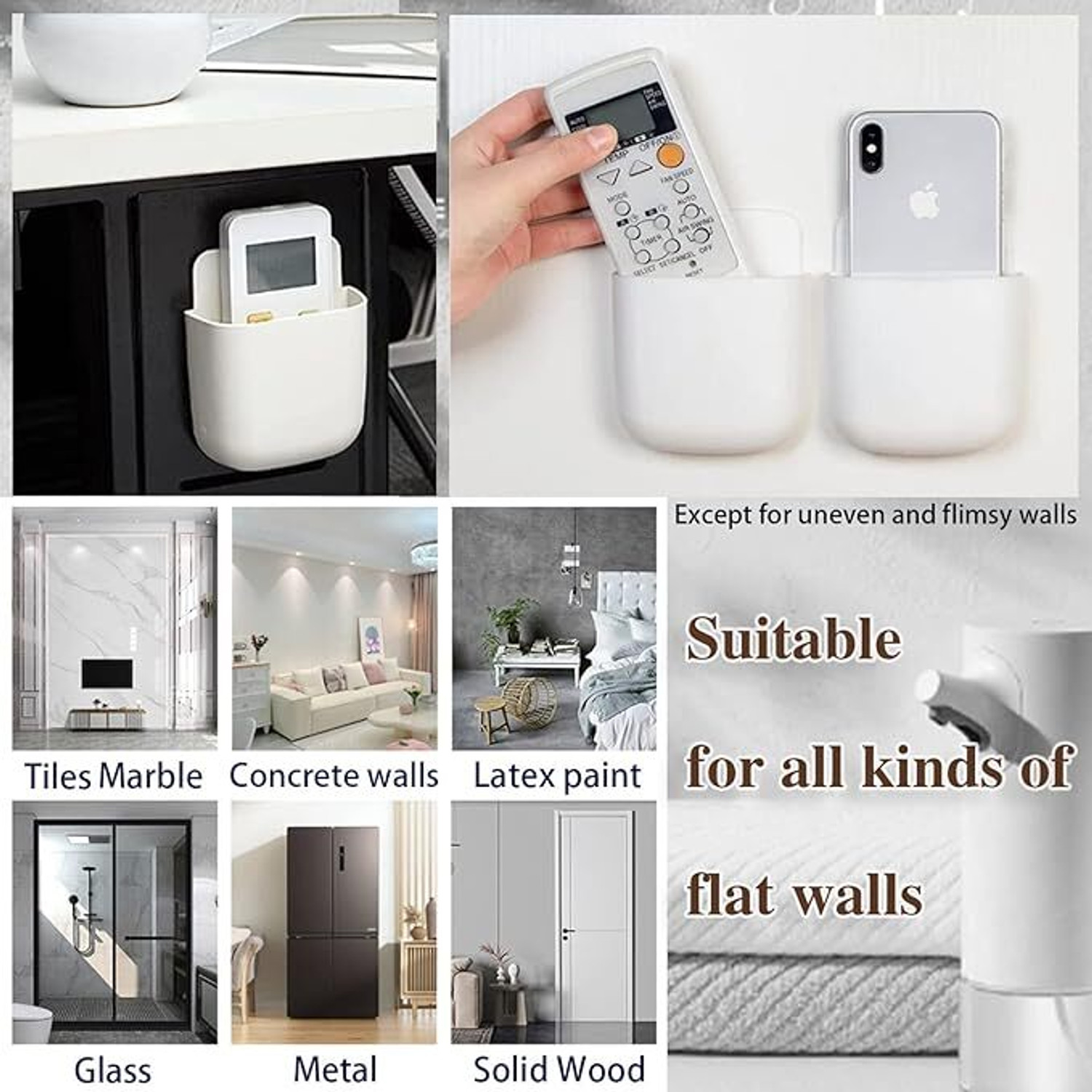 Image of RUJVEIMPEX 3 Compartments Plastic REMOTE HOLDER FOR WALL